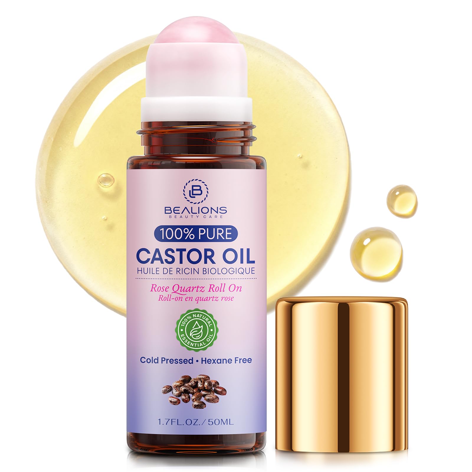 Amazon.com: Bealions Castor Oil Rose Quartz Roller Ball (1.7 Fl Oz
