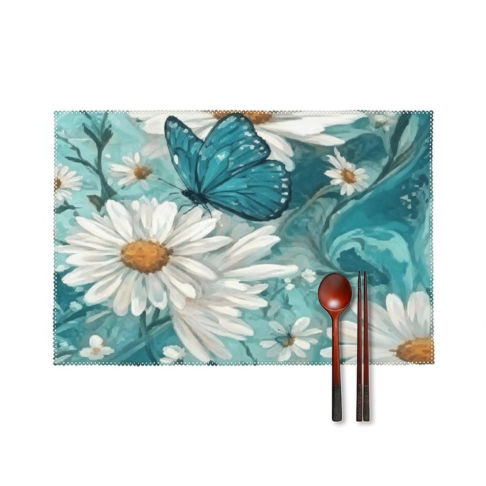 Fekiloot Style White Daisies Placemats Set Of 6,Table Mat