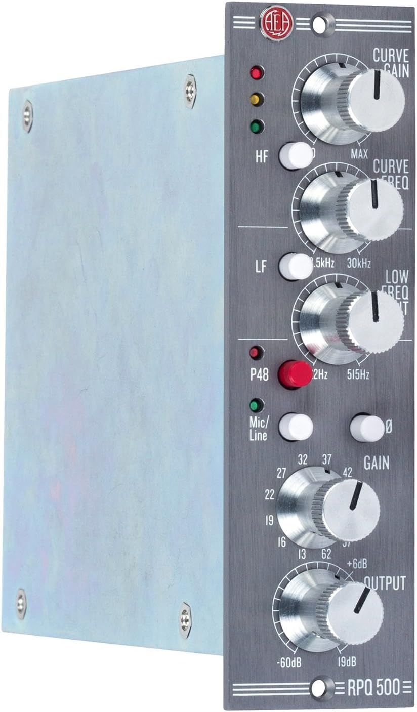 AEARPQ500 1-channel 500 Series Preamp Module with High-frequency and Low-frequency Filters, 80dB of Gain, and Mic/Line-level Input Switching
