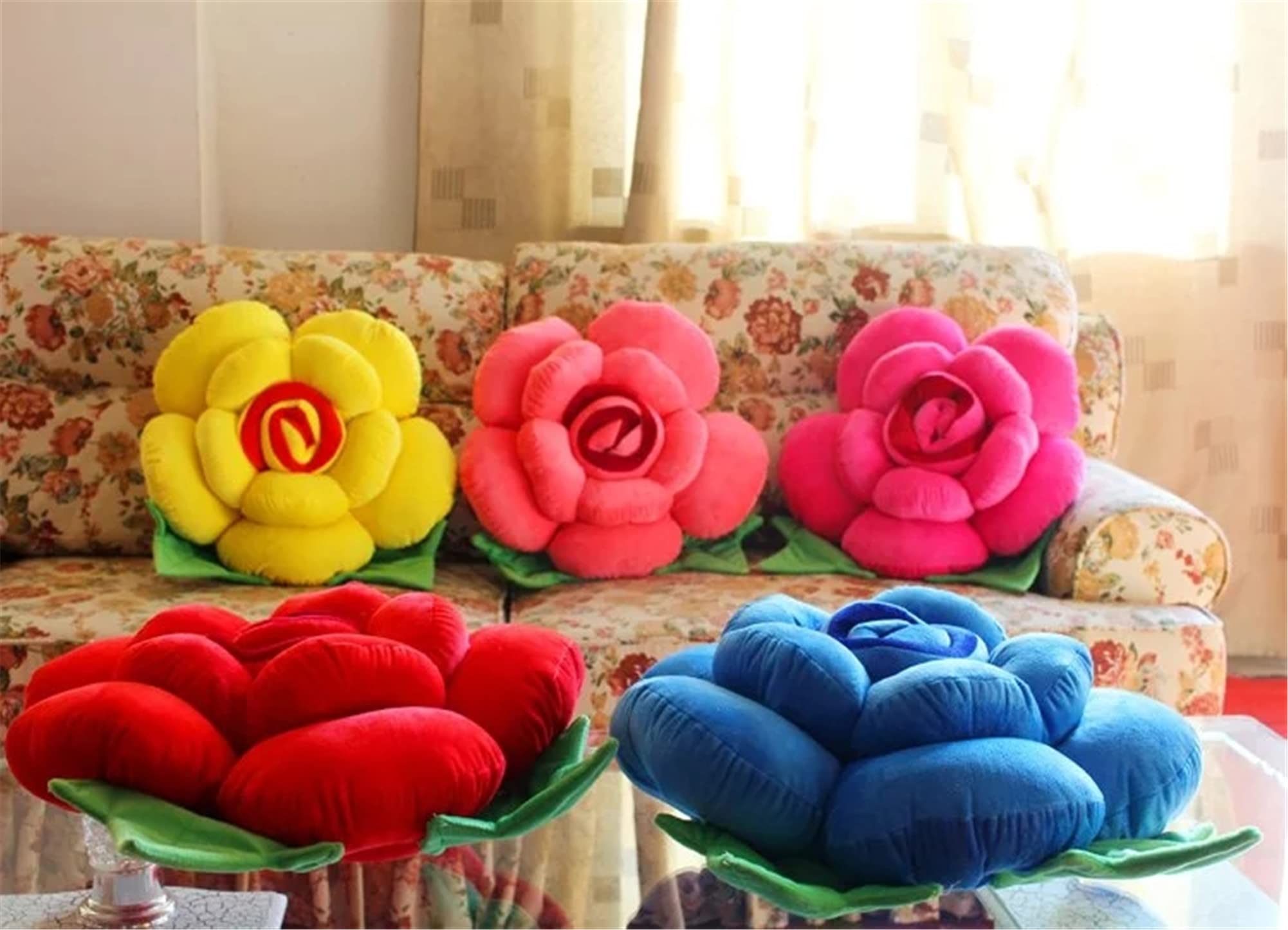 Pluszowa poduszka, podłogowa na krzesło ozdobna do rzucania sofę (40 CM, czerwona)(Rose,40CM)