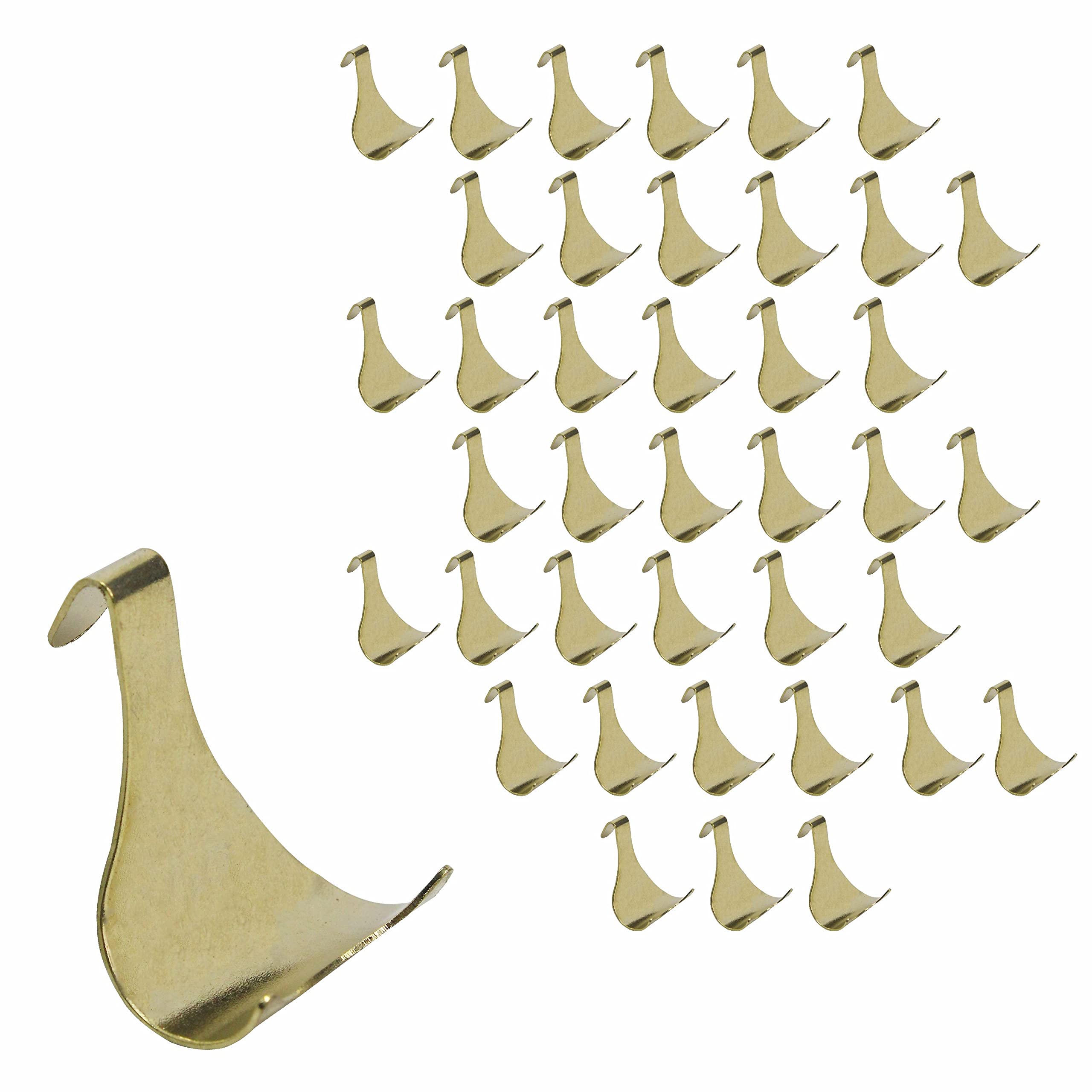 SUL Brass Plated Moulding Hook Picture Rail Hooks Hangers, Picture Moulding Rail Frame Hook Hangers for Art Exhibition Gallery Picture Billboards Hanging Clothes Keys Holder – Brass (40 PK)