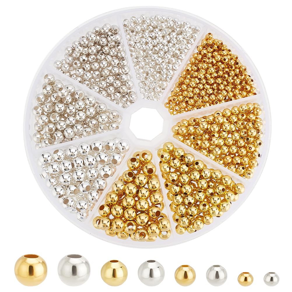 Perles de 3/4/5/6 mm en laiton PH PandaHall, petites perles en vrac pour loisirs créatifs