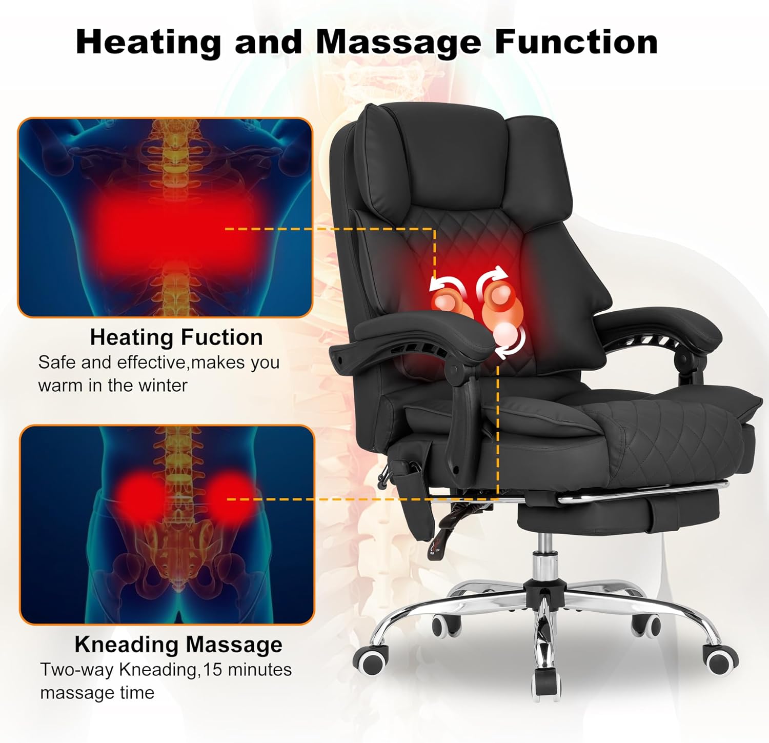 Kneading Massage Office Chair with Heated,90-135° Liberia Ubuy