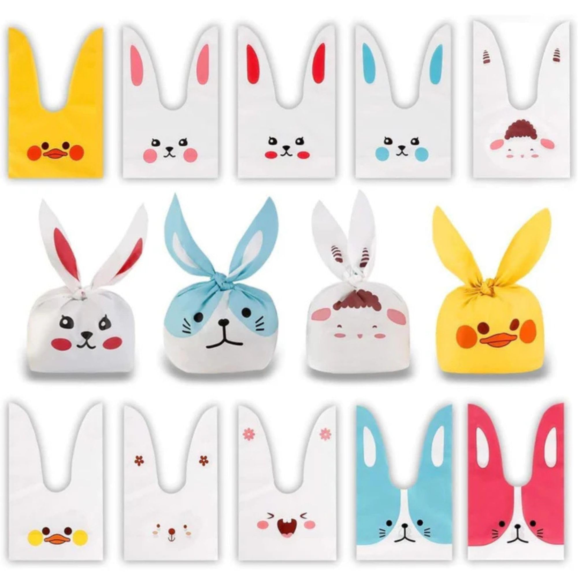 Birthday Popper 50 Pcs Animal Ear Gift Pouches (Small 22 x 13.5 cm) – Assorted Bunny-Ear Designs for Return Gifts, Chocolates, Cookies, Jewelry – Cute Reusable Gift Bags for Kids-image-20