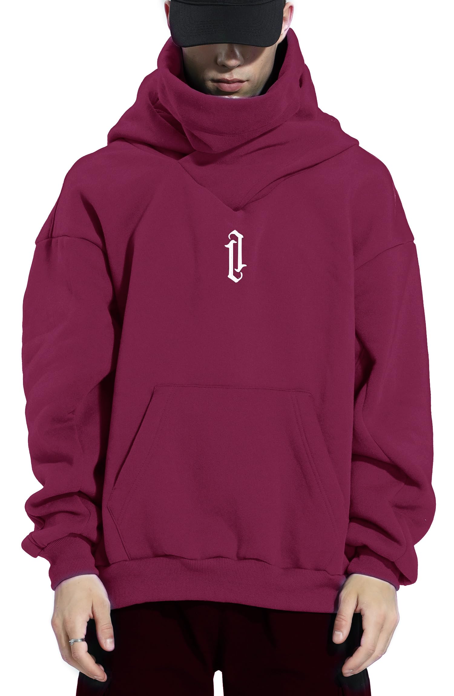Eocicvvi Felpa Uomo con Cappuccio Collo Alto Pullover Hip Hop Stile Comoda Felpe Pile Hoodies Autunno Invernale Moda