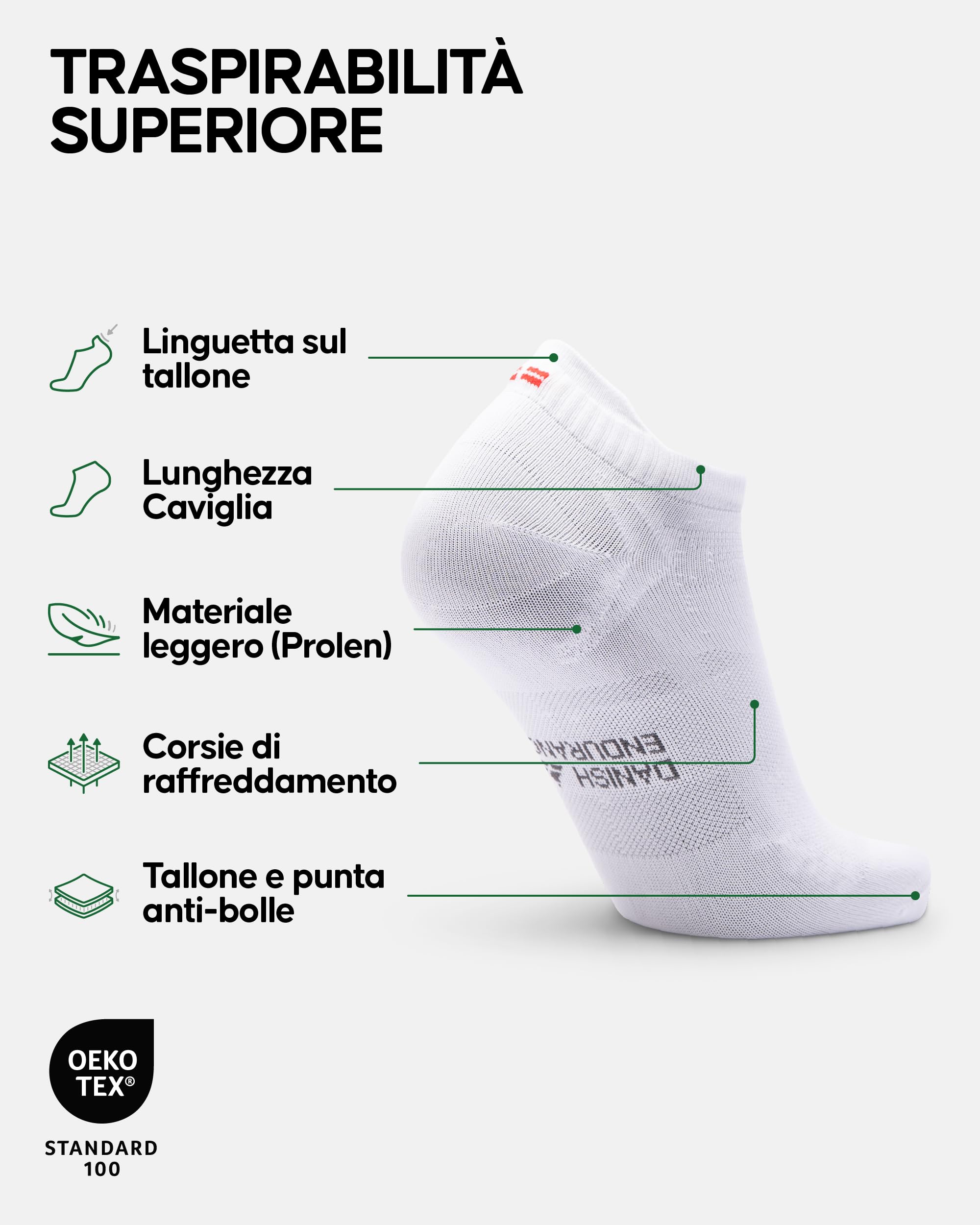 DANISH ENDURANCE Calzini da Running Uomo Donna Corti, Calze da Corsa Anti Vesciche, Tecnici e Sport, 3 o 5 Paia