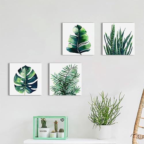 Miniatura 56 de Arte de pared de naturaleza con plantas verdes, decoración de pared de hojas botánicas tropicales, impresiones en lienzo para dormitorio, Hoja