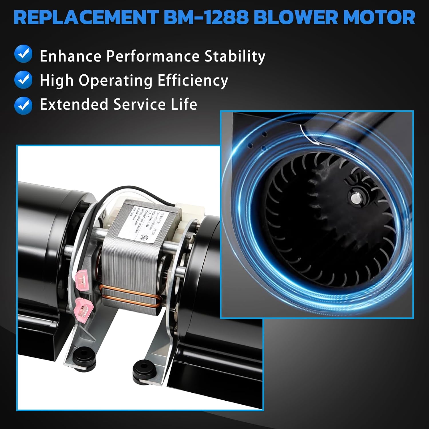 Replacement BM-1288 Blower Motor for England 25-CB120 25-CBPAH 30-NC 25-SSP01 55-SHPCB120 Wood & Pellet Stoves, Convection Blower for AC-30 AC-17 AC-20