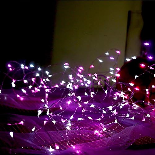 Miniatura 8 de OakHaomie - Extensión de lucecitas en alambre de cobre plateado de 10 pies, 30 micro luces led, incluye 2 baterías CR2032, para decoración,
