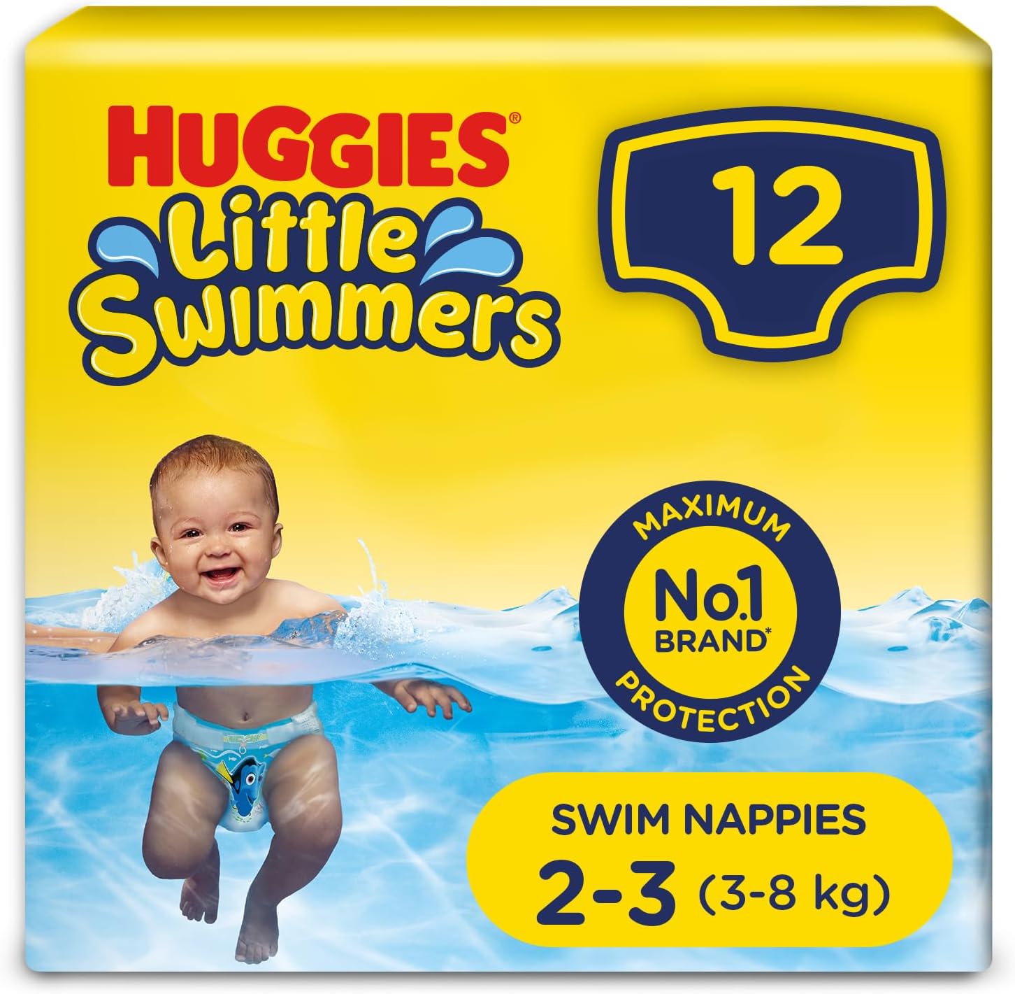 Little Swimmers Nappies Size 2-3, 12 Count (Pack of 1) Disney