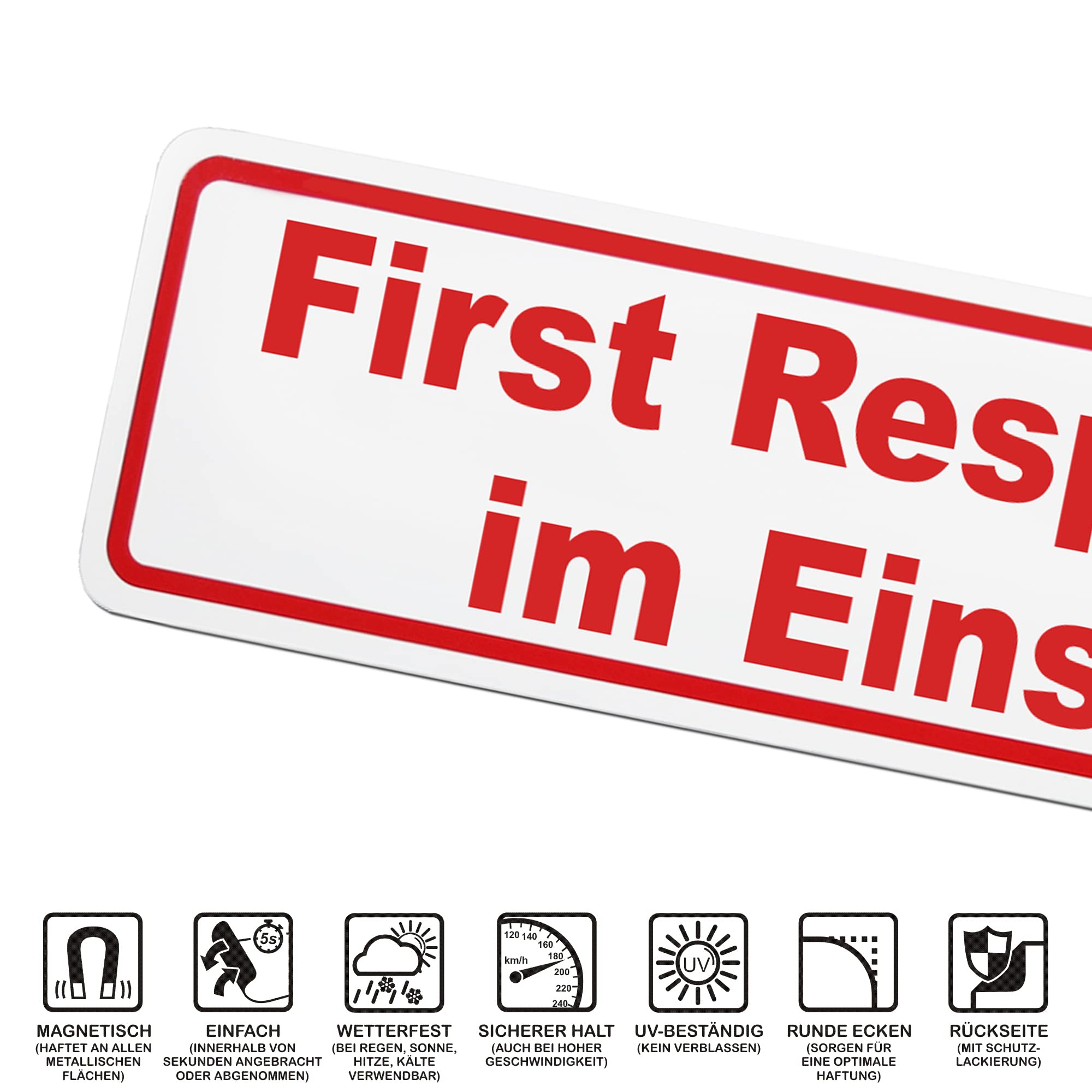 Targa Magnetica Per Auto "First Responder Im Einsatz" | Adesivo UV Resistente | 35x10 Cm O 45x15 Cm | Made In Germany - 3