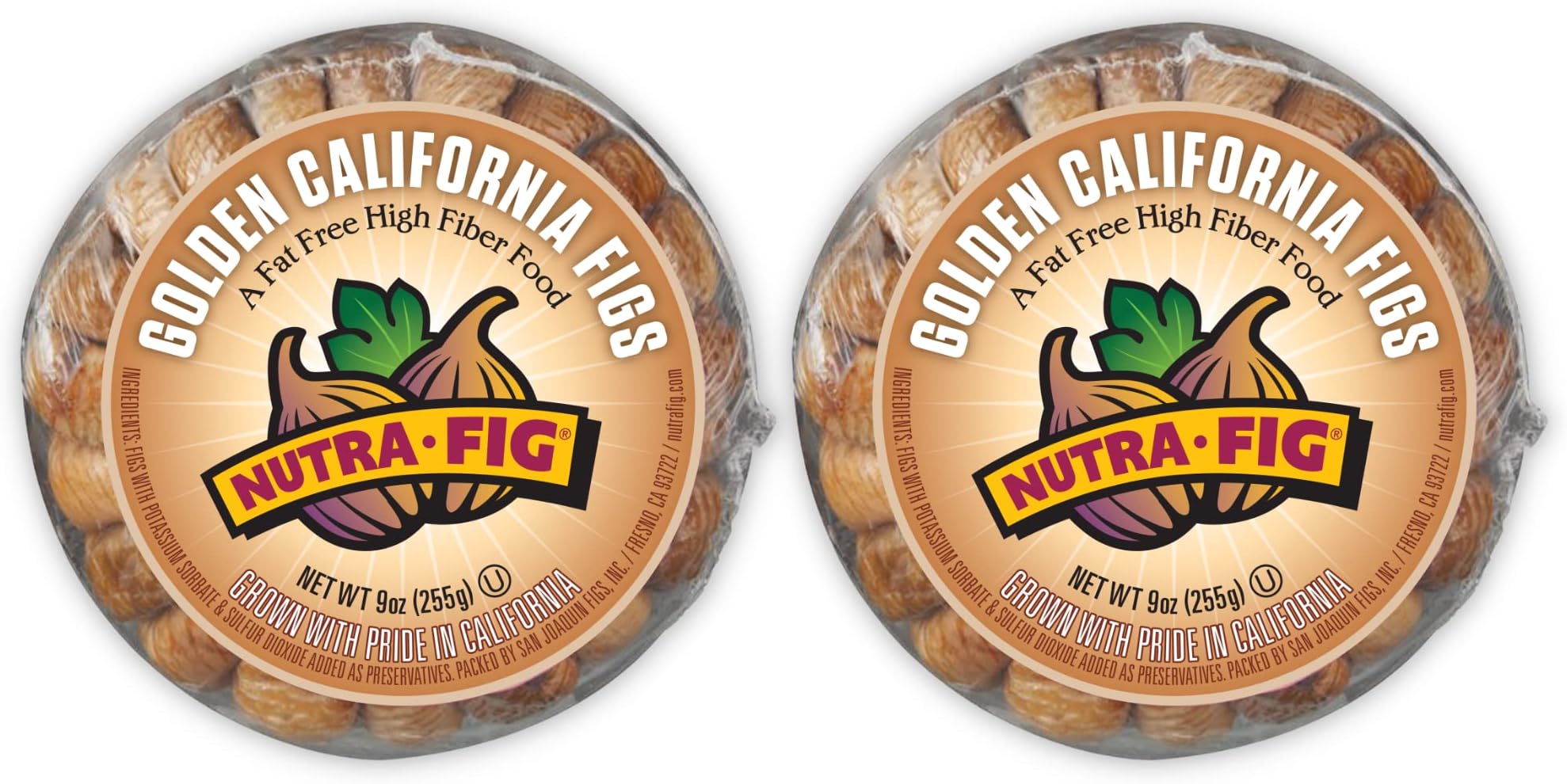 Nutra FigGolden California Dried Figs - Dried Figs No Sugar Added, Gluten-Free Snacks, Unsweetened Dried Figs, Whole Figs Dried Fruit, Non-GMO, High Fiber, Kosher - Dried Golden Figs, 9 Oz (2 Pack)