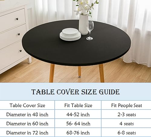 Miniatura 45 de Wolkemer Mantel cuadrado ajustable de elastano elástico negro para mesa de cóctel, borde elástico, para comedor, boda, fiesta, picnic, 34 x 34