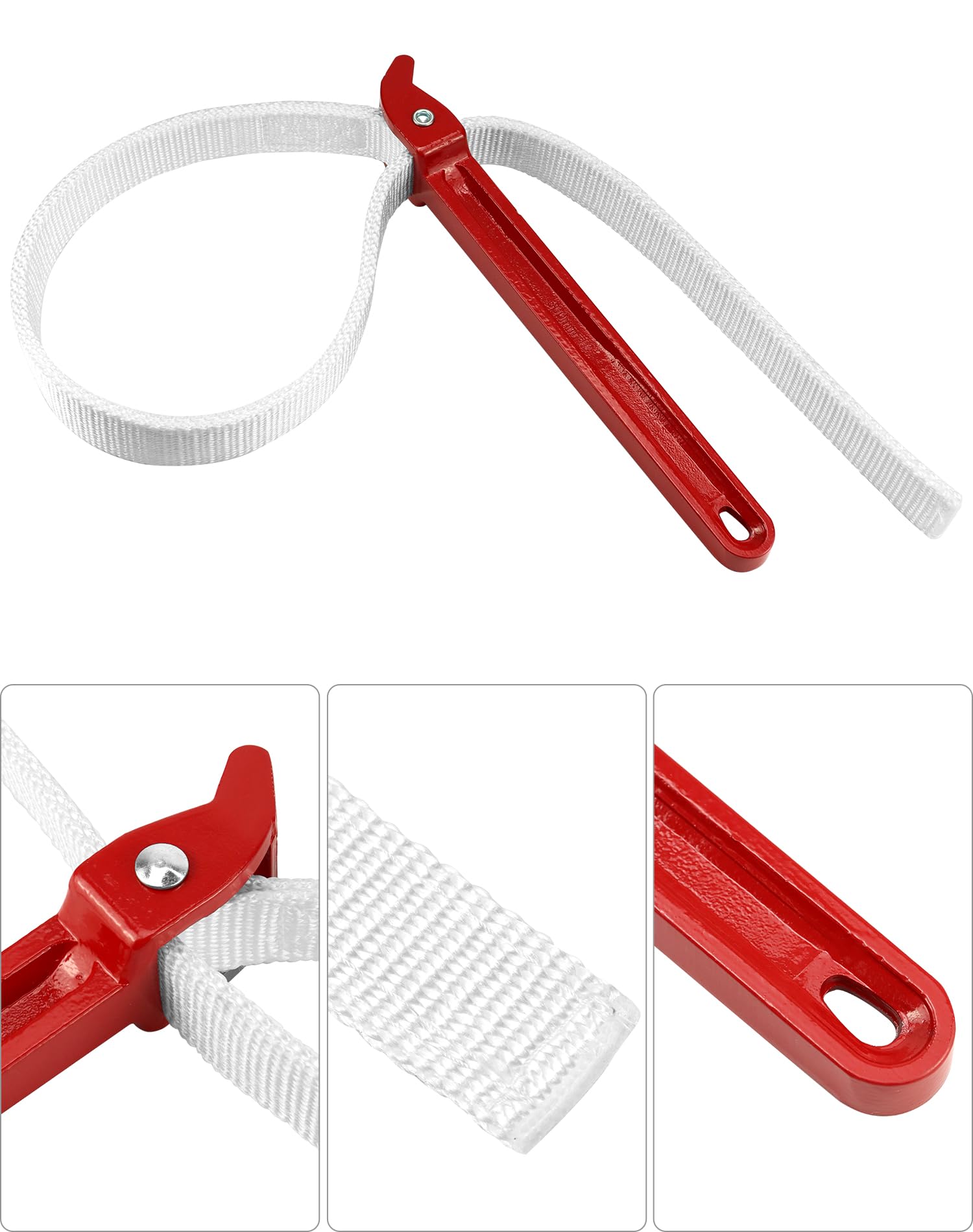 QWORK® Klucz taśmowy Klucz do filtra oleju, nylonowym paskiem 865 mm, uniwersalnie regulowany do maksymalnej średnicy Ø160 mm