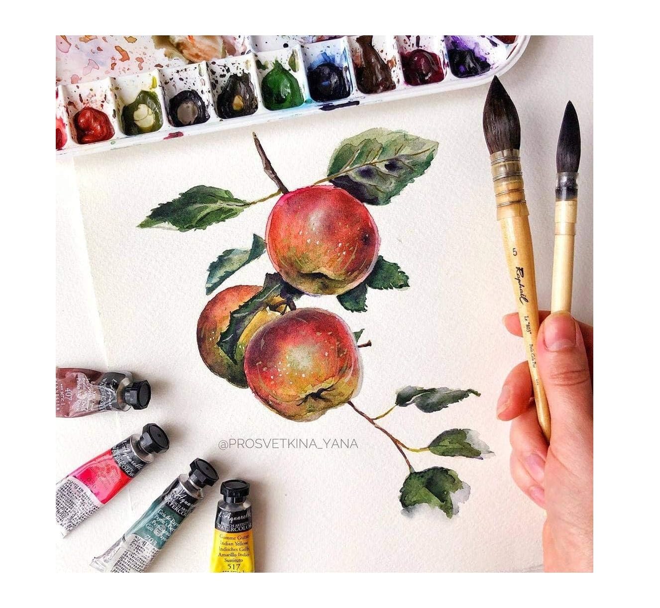 Sennelier Water Color Extra-Fines, 12 tubek po 10 ml, metalowe pudełko, ze szczotką i smugą