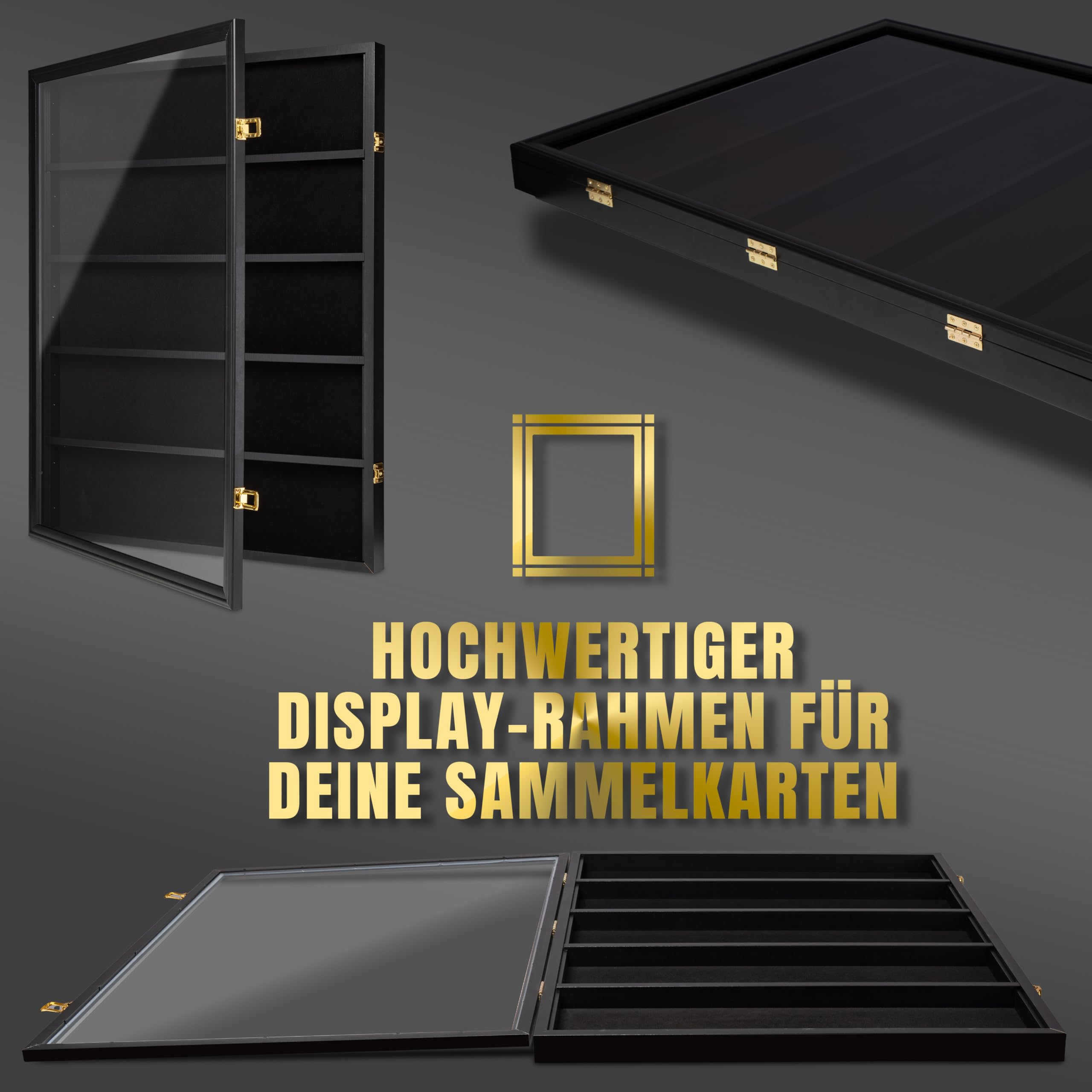 Vitrine Rahmen für Sammelkarten – Displayrahmen für PSA Karten, Wand-Vitrine für 35 Karten – kompatibel mit PSA, CGC & Beckett – 98 % UV-Schutz – ideal für Pokémon, MTG & TCG
