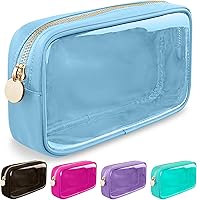 Vista 35 de izuzta Bolsa de maquillaje pequeña de nylon, linda bolsa preppy, bolsa con cremallera para cosméticos, Beige, Chico