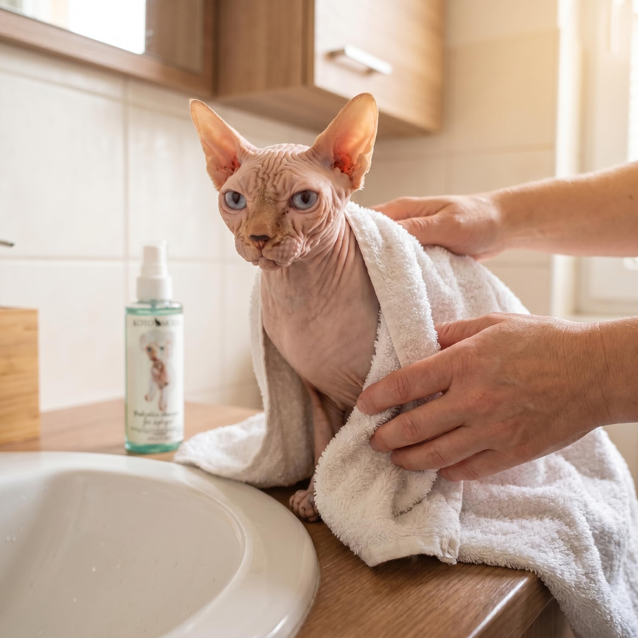 Shampooing Probiotique pour Chats Sphynx, Nettoyant Doux Non parfumé pour Races Nues et à Poil Court, Formule pH équilibré hydratante pour Peaux sensibles, 120 ML / 4,06 FL oz