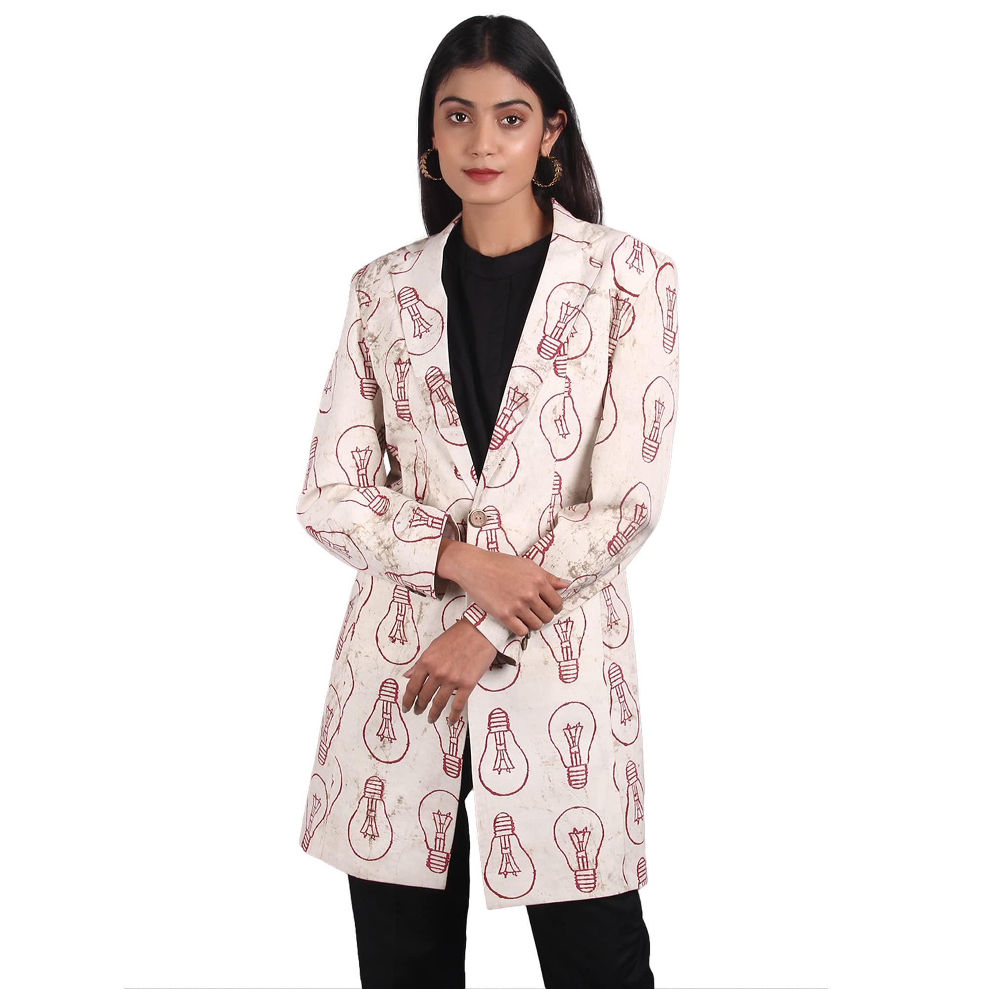 indophilia Women's Bagru Cotton Blazer-picture-25
