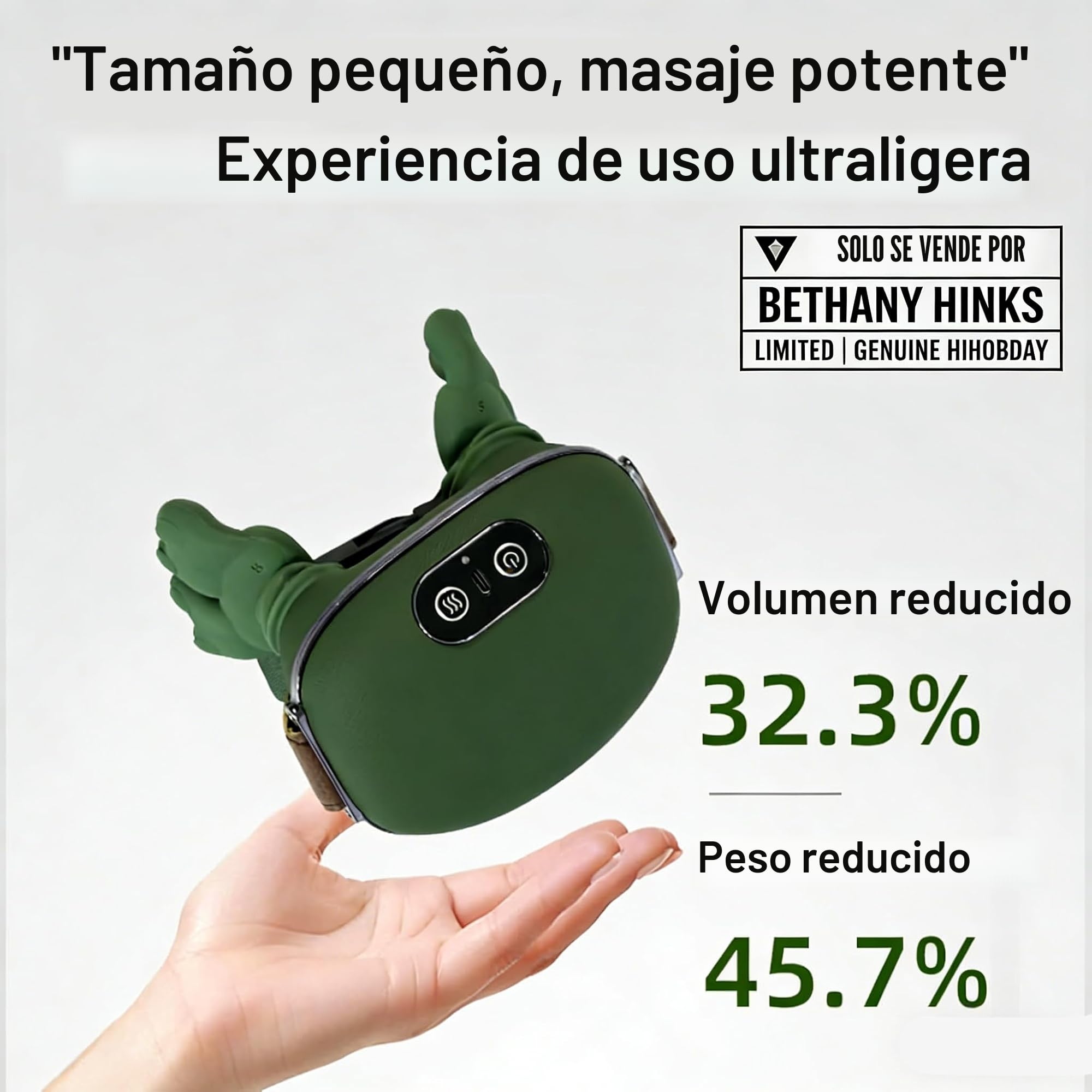 Masajeador de cuello y hombros, tejido profundo en forma de mano, amasado 4D con terapia de calor, dispositivo de masaje eléctrico portátil para aliviar el dolor