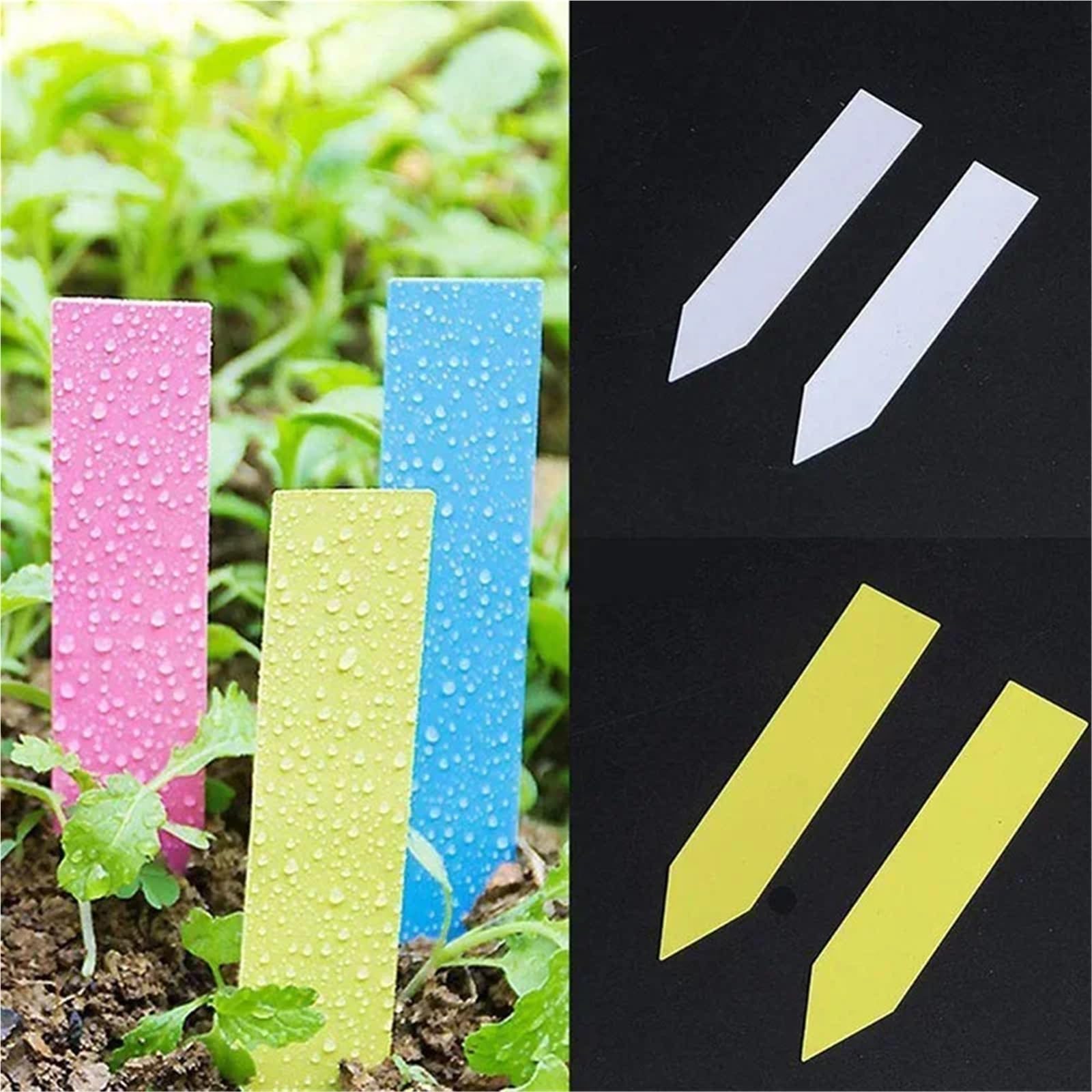 300 sztuk wielokolorowych plastikowych etykiet na rośliny do ogrodu | Wodoodporne znaczniki roślin o wymiarach 10 x 2 cm do warzyw i kwiatów Doniczki wewnętrzne i zewnętrzne