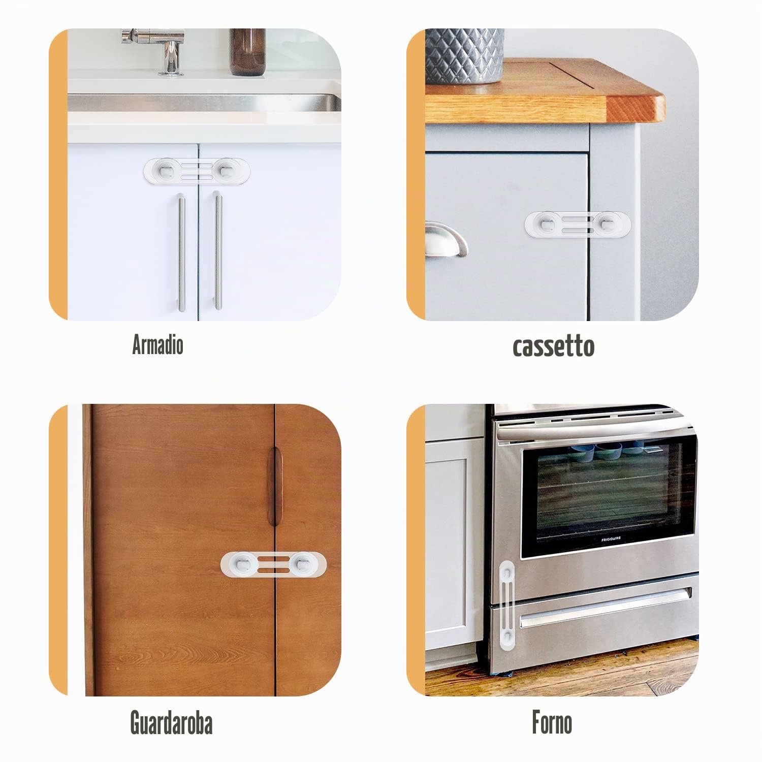 Blocca Cassetti per Bambini, Chiusure Sicurezza, Blocca Sportelli per Armadio Frigorifero Cassetto Gabinetto, Trasparente, 12 Pezzi