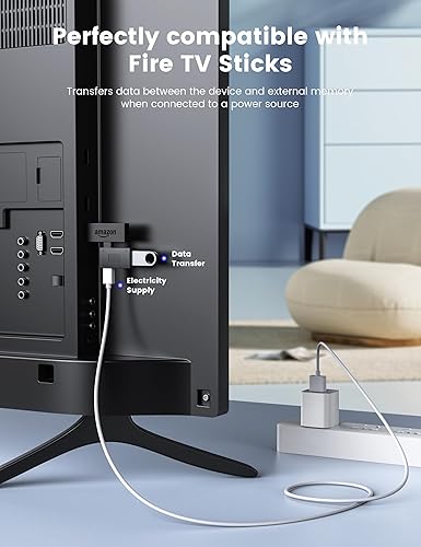 Miniatura 2 de MOGOOD Adaptador de cable OTG para Fire TV Stick 4K, memoria añadida para Fire TV Stick en ángulo izquierdo y recto Micro USB a USB OTG adaptador