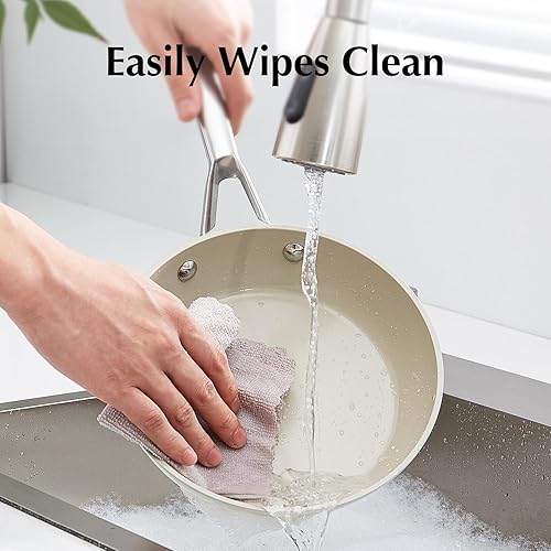 Miniatura 6 de Sartén pequeña antiadherente de cerámica de 8 pulgadas, apta para inducción, horno y lavavajillas, no tóxico, sin PTFE ni PFOA, ideal para tortilla