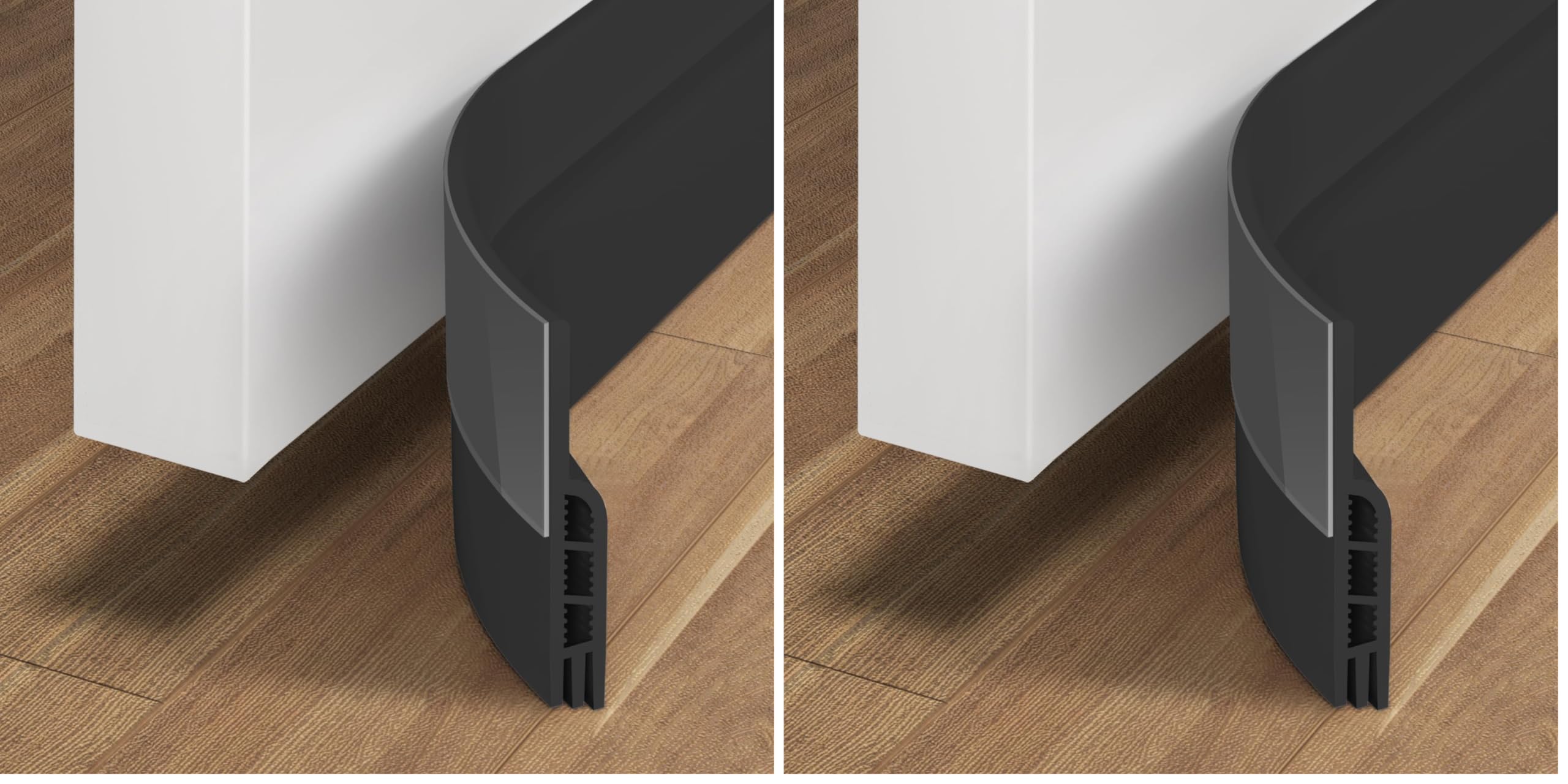 Holikme Door Draft Stopper Under Door Draft Blocker Insulator Doors Sweep Weather Stripping Noise Stopper Strong Adhesive, Black (Pack of 2)