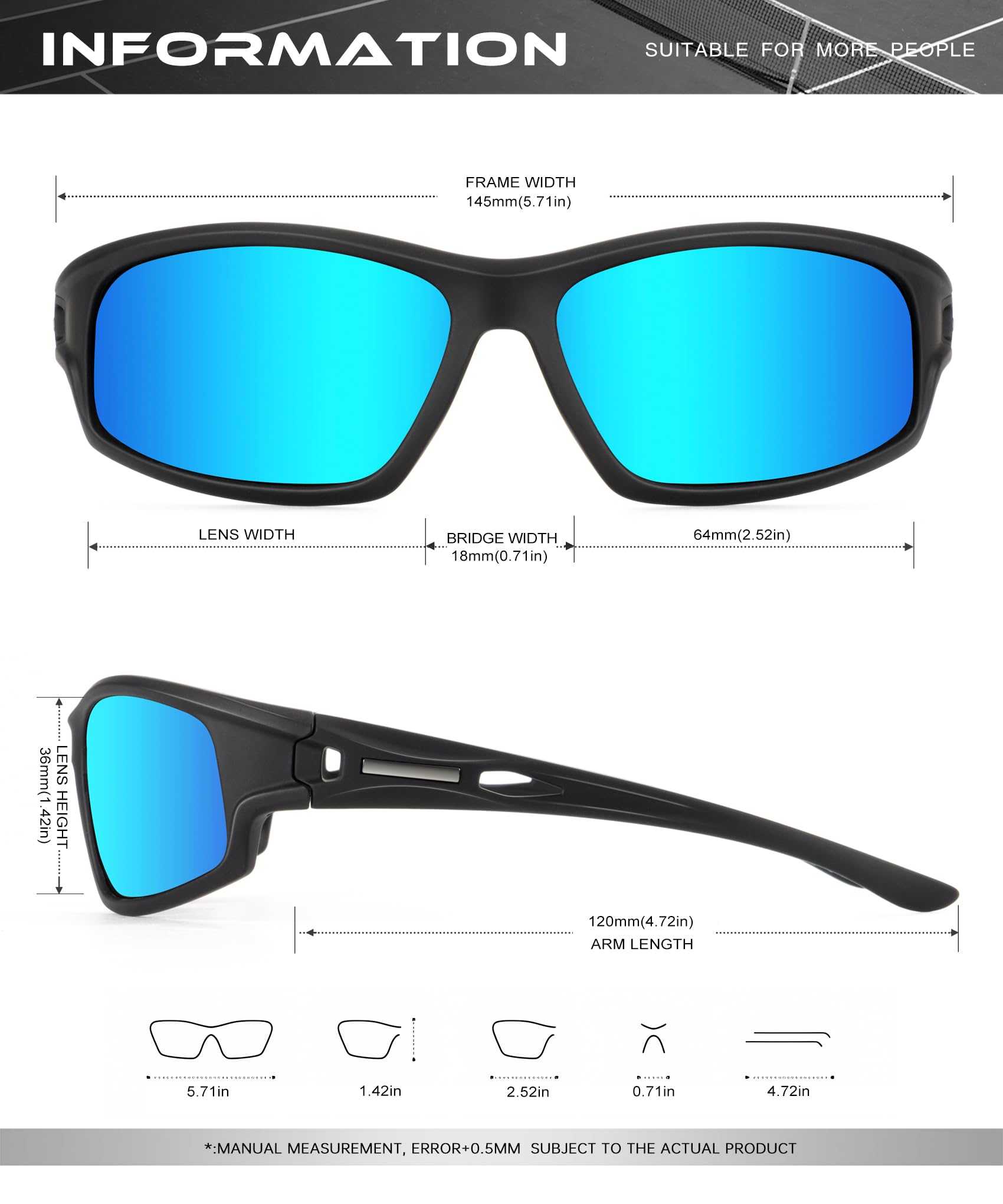 Occhiali da sole polarizzati da uomo sportivi: occhiali da sole avvolgenti per corsa, ciclismo, golf, protezione UV, confezione da 3