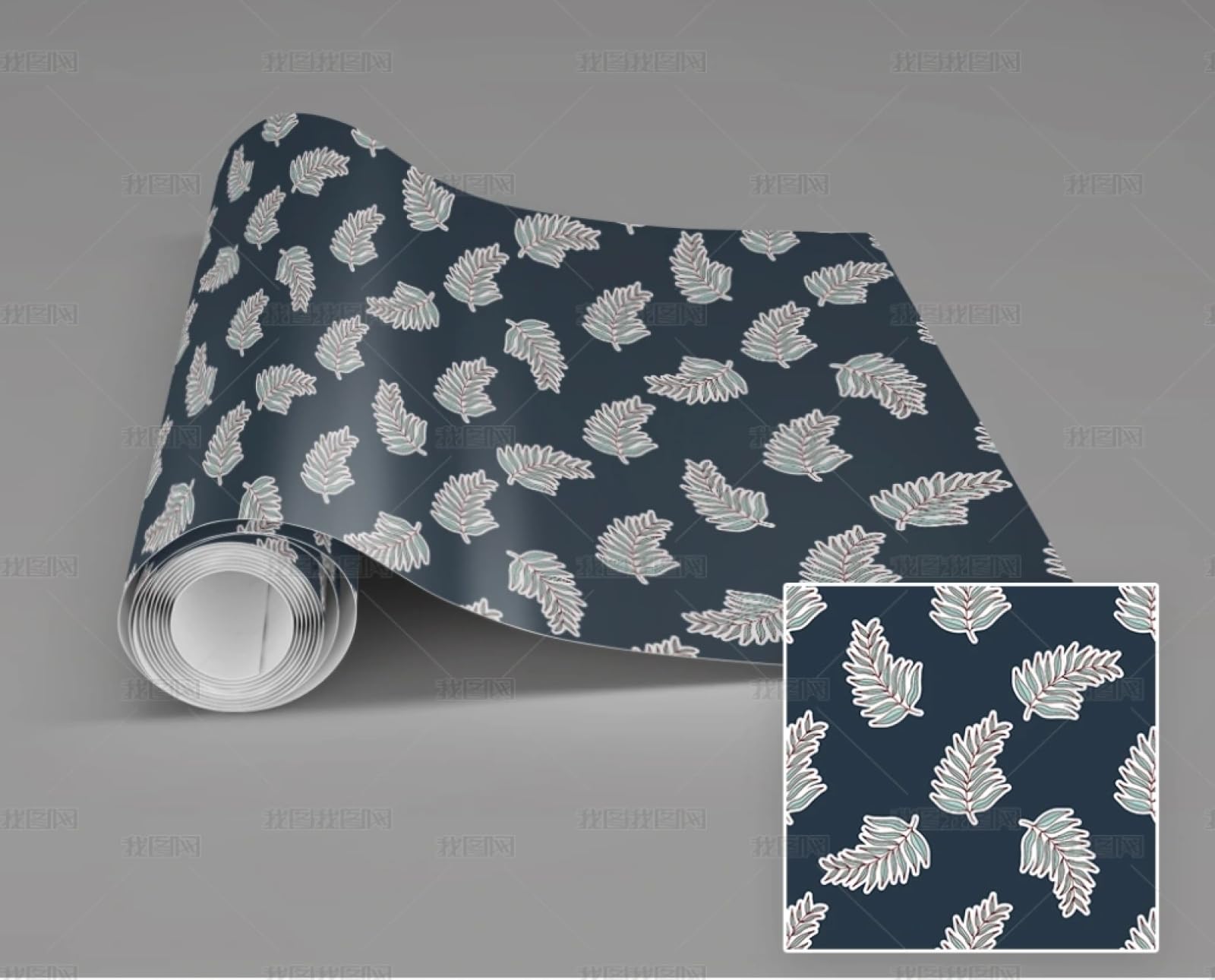 Vinyle papier peint autocollant de qualite superieure motif feuilles retro foncees