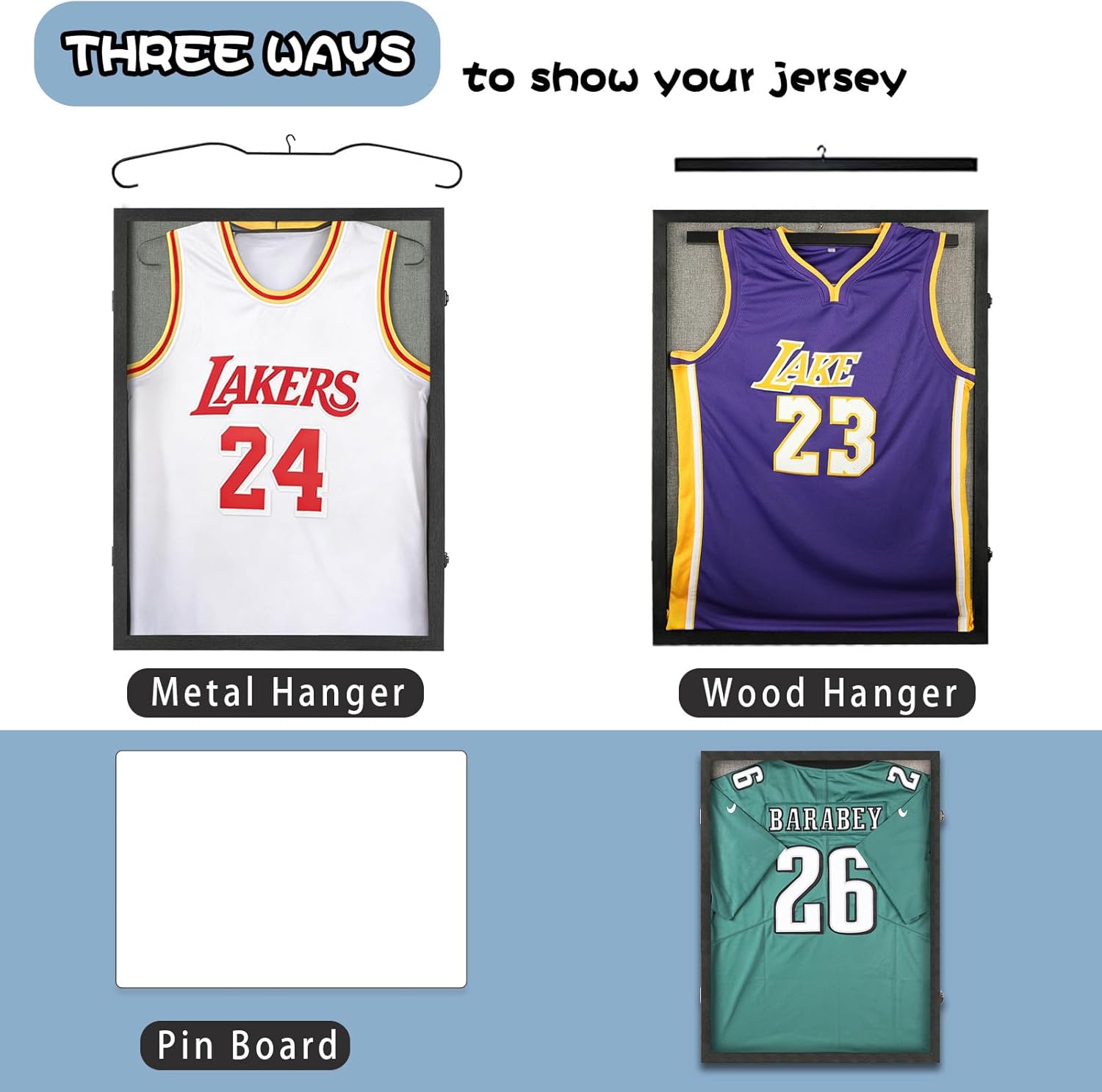 Jersey Frame Display Case for Wall ,Large Lockable T-Shirt Shadow Box with Clear UV Protection Acrylic & Hangers for Football Basketball Baseball Soccer Hockey, Linen