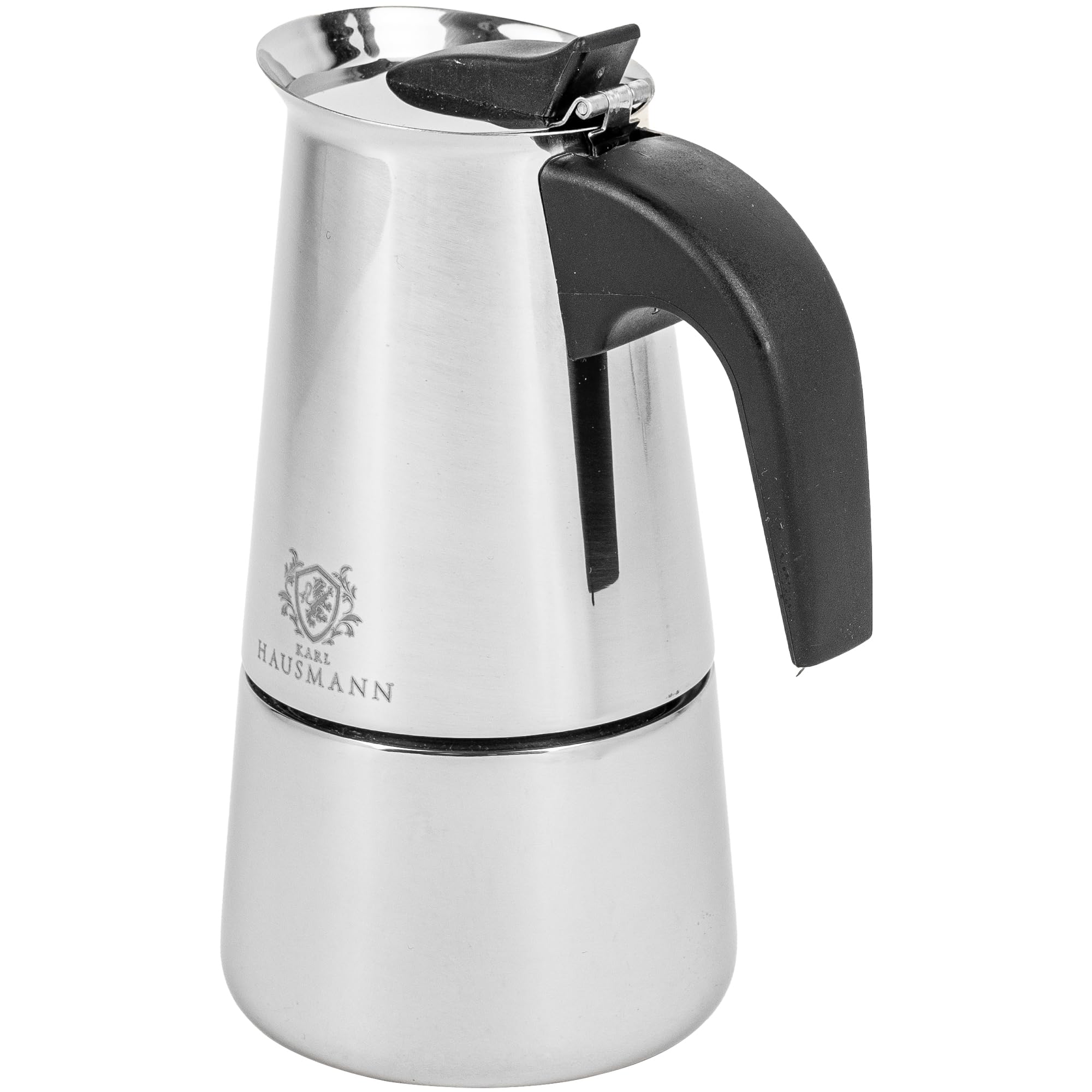 KARL HAUSMANN Kawiarka Indukcja 450 ml 9 Filiżanek - Kawiarka Stalowa Do Espresso I Herbaty, Moka Na Indukcję, Gaz, Kuchenkę Elektryczną I Ceramiczną, Stalowe Wykończenie