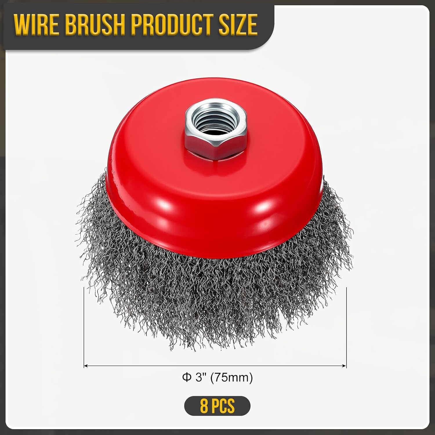 DTGN 8 Pcs 3 Inch Wire Cup Brush for Grinder, 5/8"-11 Arbor image 2
