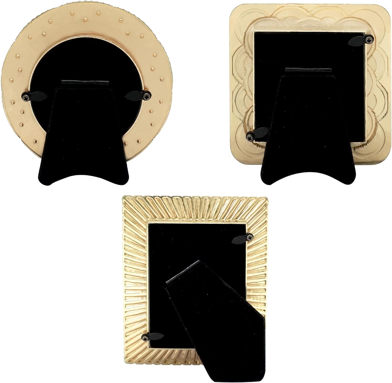 Classic Gold 1920s Mini Frame Set/Set of 3/2.5x2.5 & 2.5x3.5 In | For Tabletop Display | Perfect for Home Decor, Wedding, Graduation, Or Milestone Photos