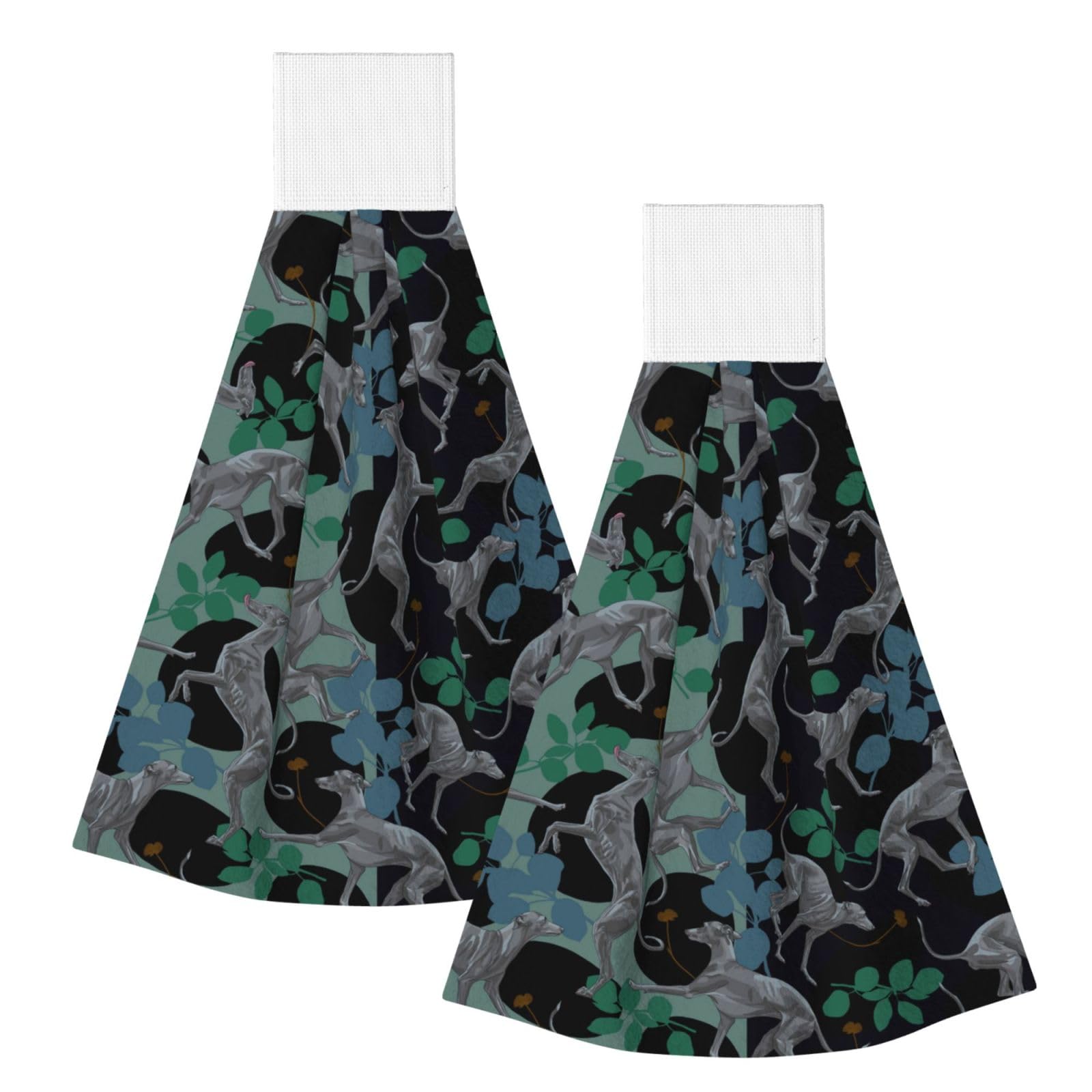 DOPKLNA Greyhound Dog, 2 Pcs Hanging Coral Fiber Hand Towels for Bathroom, Absorbent Kitchen Towels