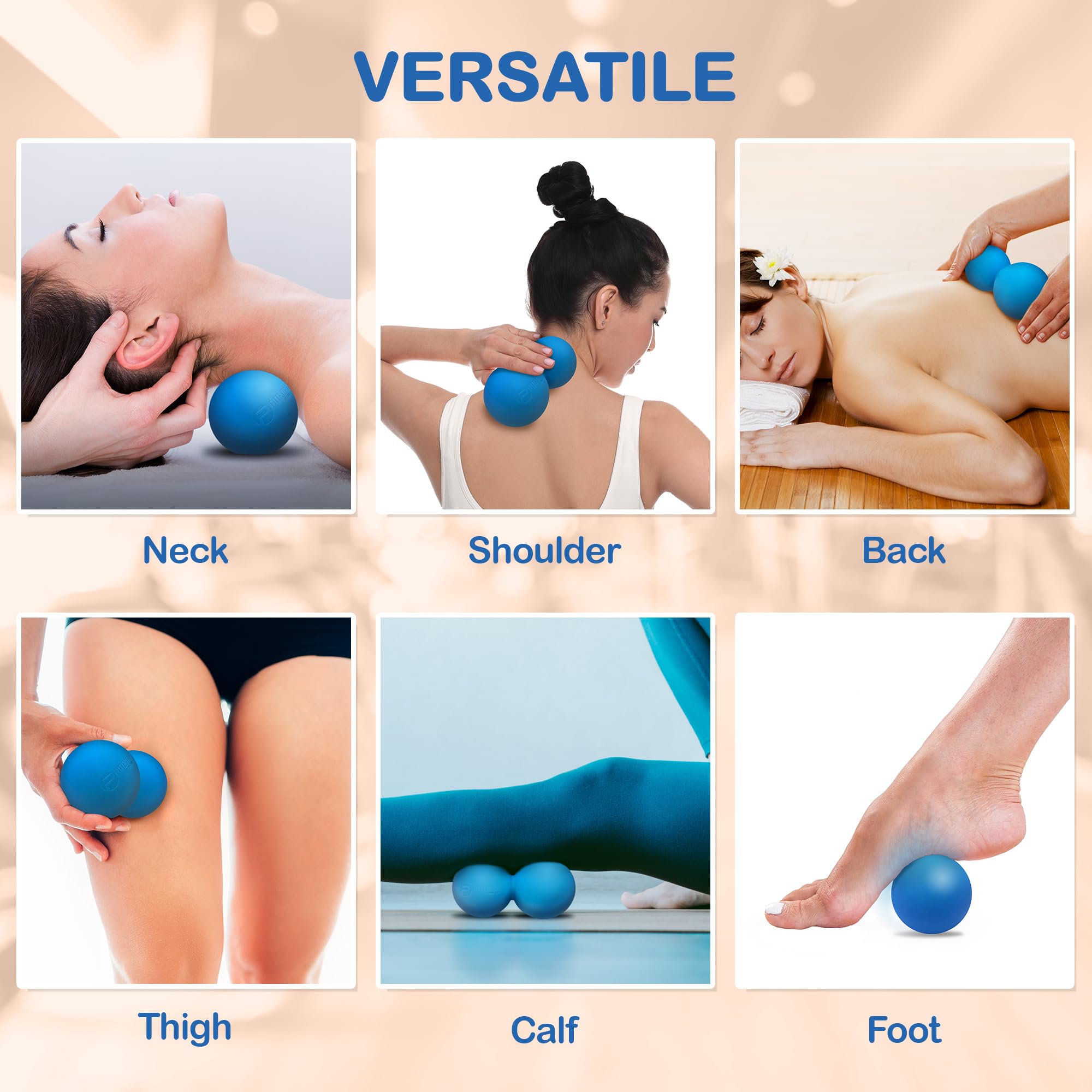 Bola de masaje de cacahuete, doble bola de masaje de lacrosse y bola de movilidad para terapia física, herramienta de masaje de tejido profundo para liberación miofascial, relajante muscular, masaje