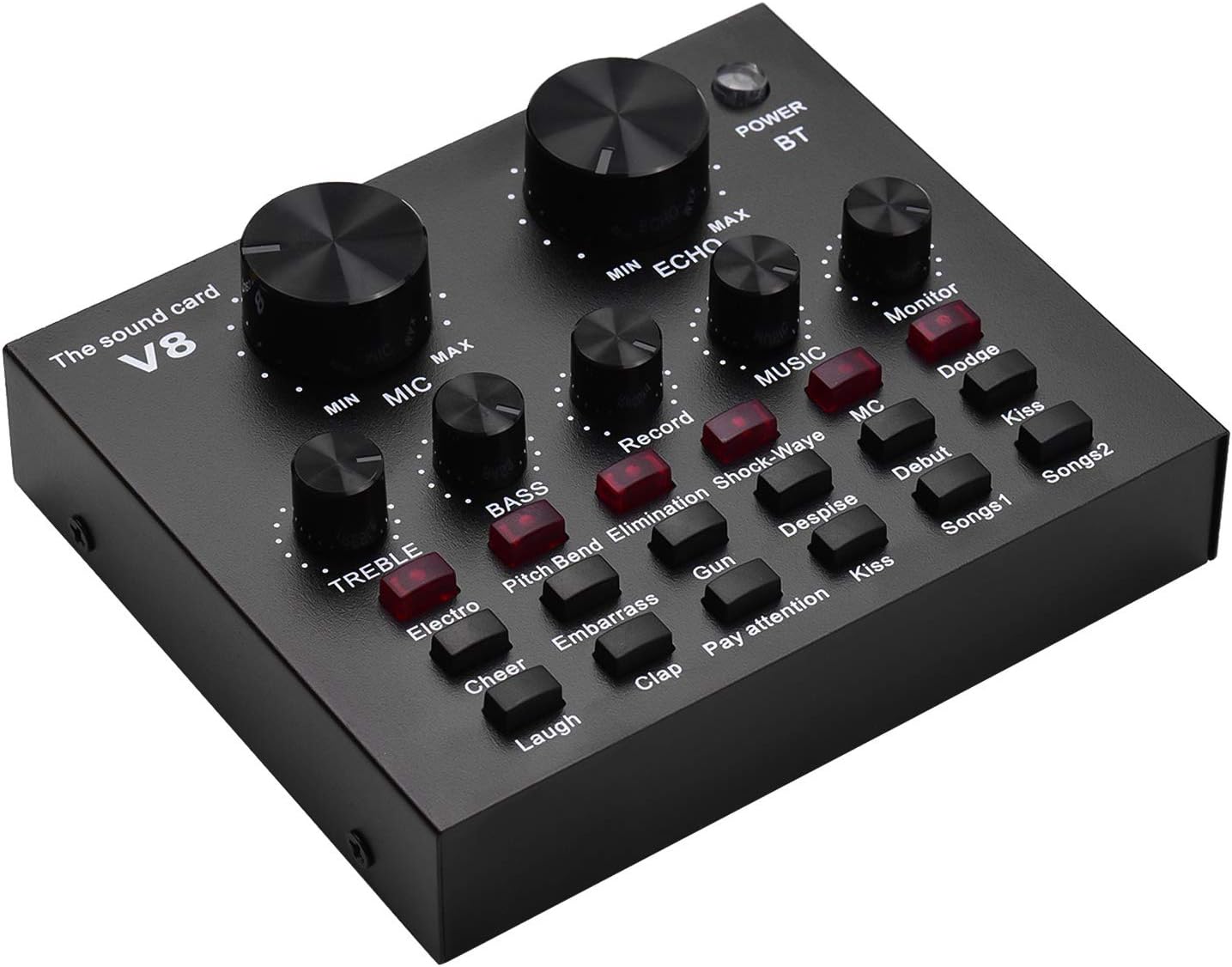 Kiboule Sound Card Mixer,External Audio Mixing Sound Card with Effects and Voice Changer,BT Live Sound Card Mixer for Live Streaming Podcasting Recording Karaoke,Built-in Battery