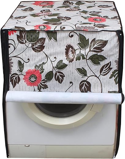 Lithara PVC Front Load Fully Automatic Washing Machine Cover For 6 kg, 6.2 Kg, 6.5 Kg, 7 Kg | Size : 58.4 x 58.4 x 88.9 Cm...