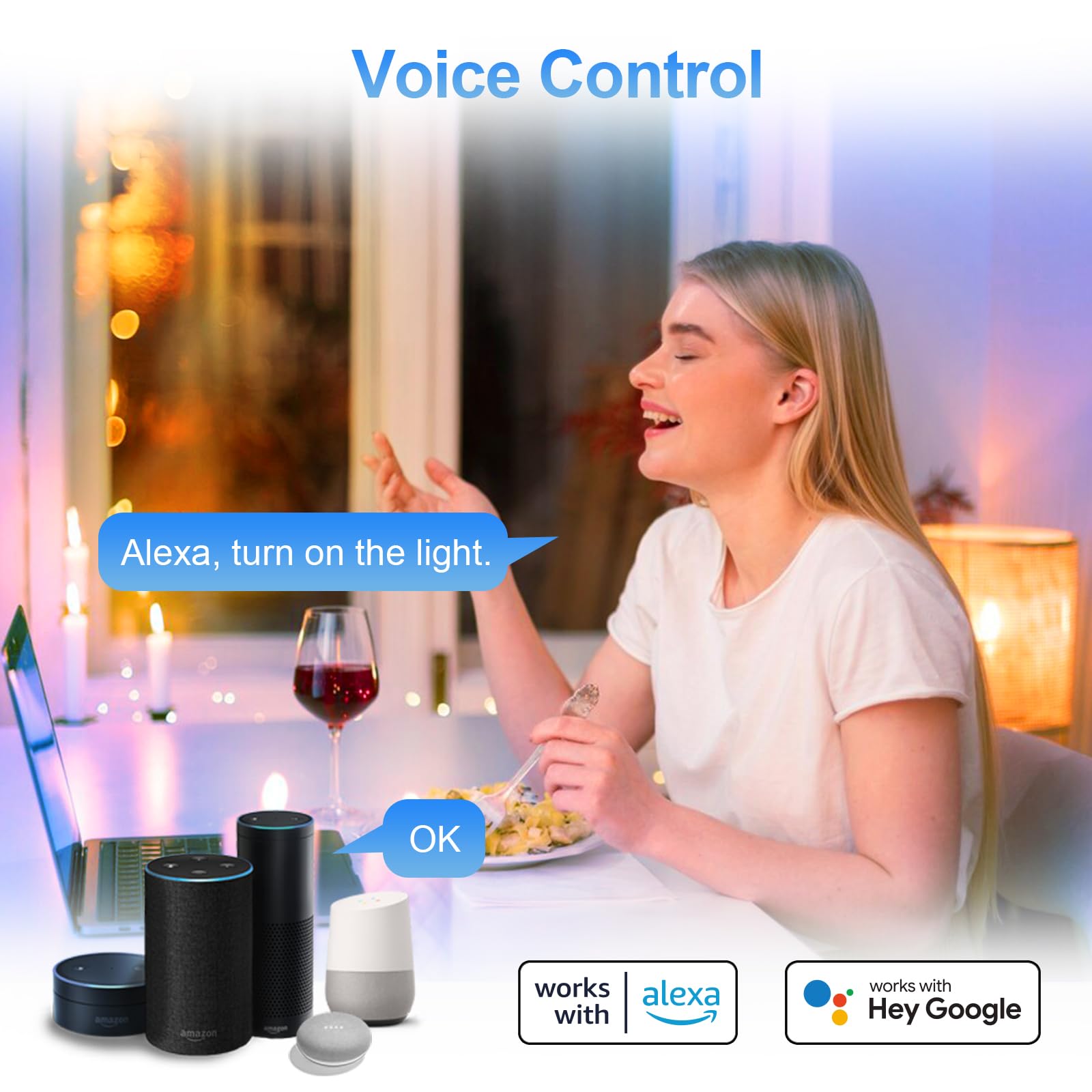Alexa Glühbirne E27 7W 806LM ANTELA RGB 2700K-6500K Warmweiß Kaltweiß Licht Smart WLAN LED Dimmbare Birne Lampe, Kompatibel mit Google Home, Smart Life APP, 4 Stück