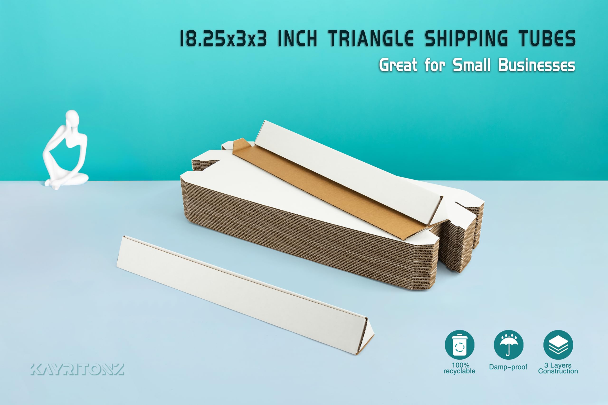 Confezione da 50 tubi triangolari per spedizioni, 46 x 7,6 x 7,6 cm, in cartone ondulato, per spedizioni, progetti d'arte, artigianato