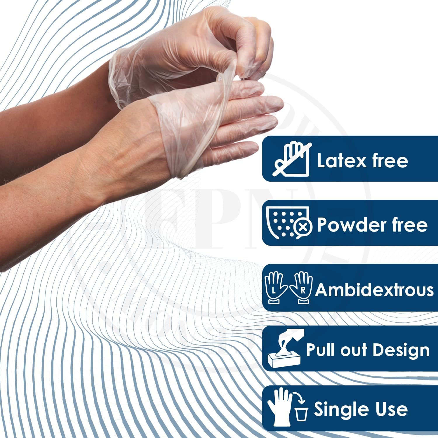 Kashmir FPN Vinyl Gloves, Clear Disposable, 4 Mil, Gloves for Cleaning, Cooking, Salon, Pet Care