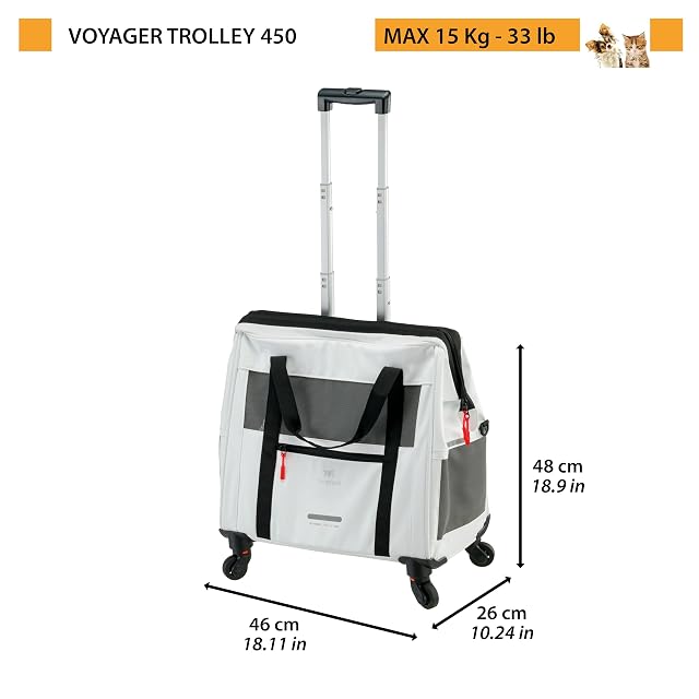 Foto 5 de 8 de Ferplast Transporti Gato VOYAGER TROLLEY, Transportín Perro, Mochila para Gatos, Asa Extensible