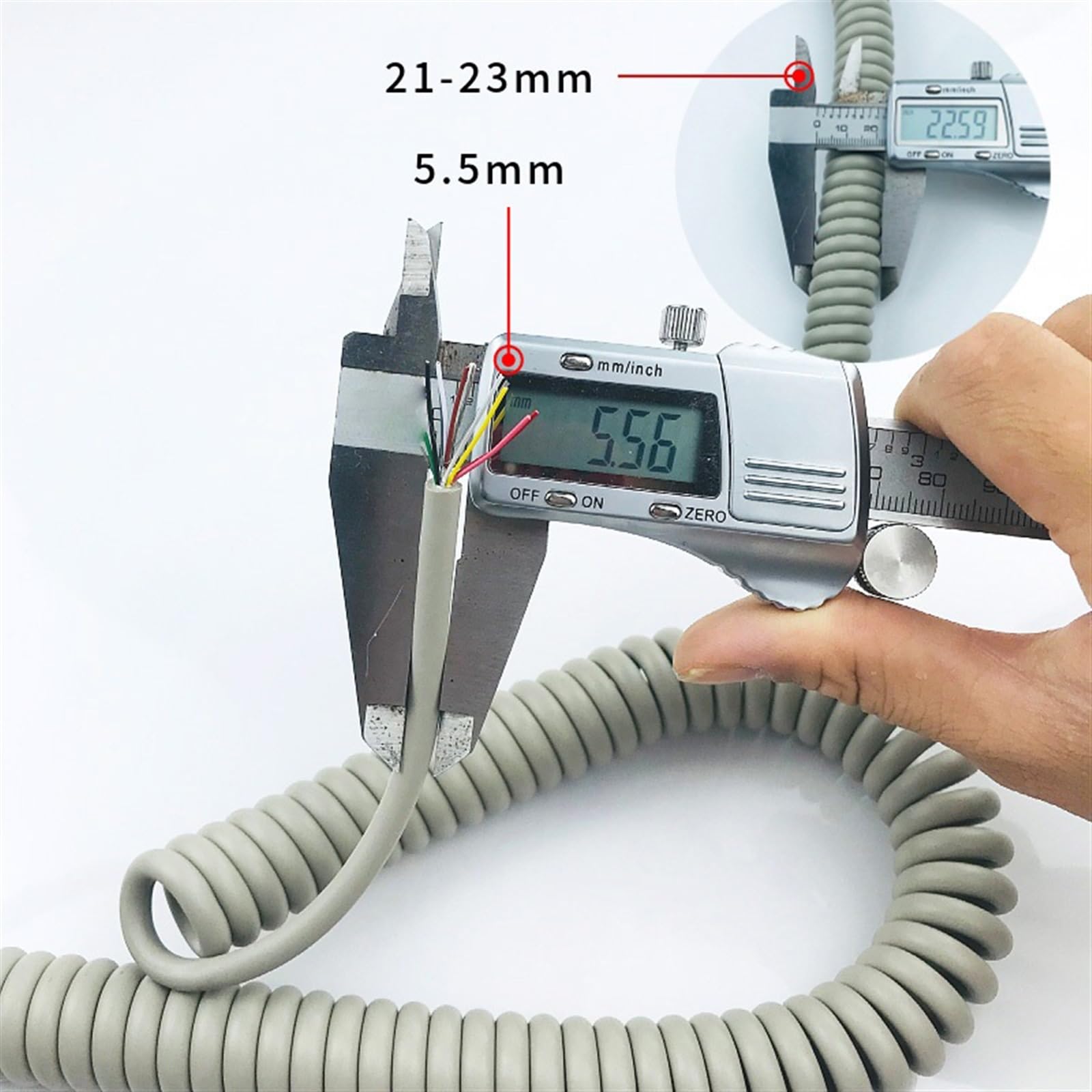 Gewundene Spirale 9 Adern 26AWG 0,15 mm2 Einzeln abgeschirmtes Teleskopkabel Graues Feder-Stretchkabel Dehnbares Spiral-Schrumpfkabel Spanndraht(3 Meters)