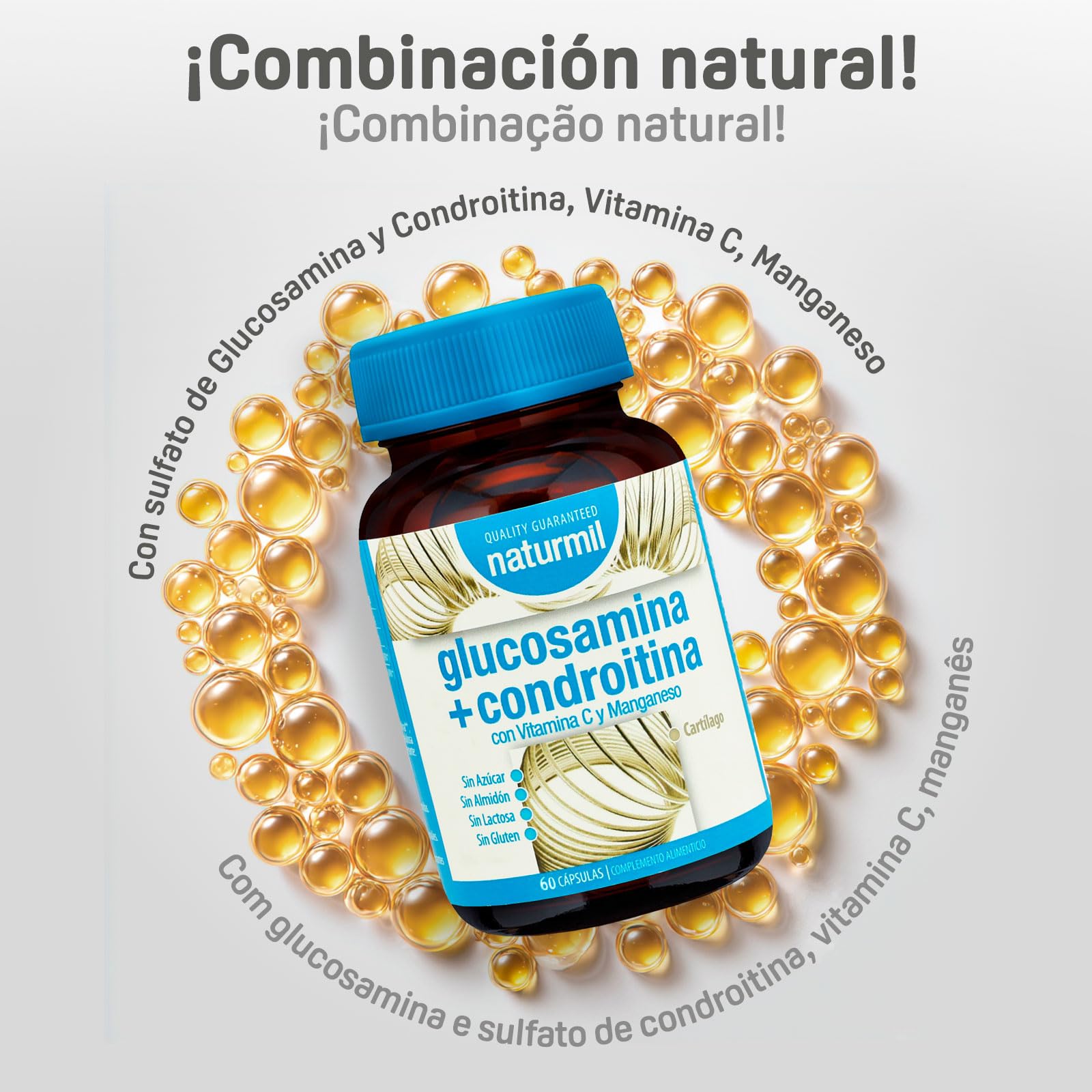 DietMed Naturmil | Glucosamina + Condroitina - 60 Cápsulas | Con Vitamina C y Manganeso
