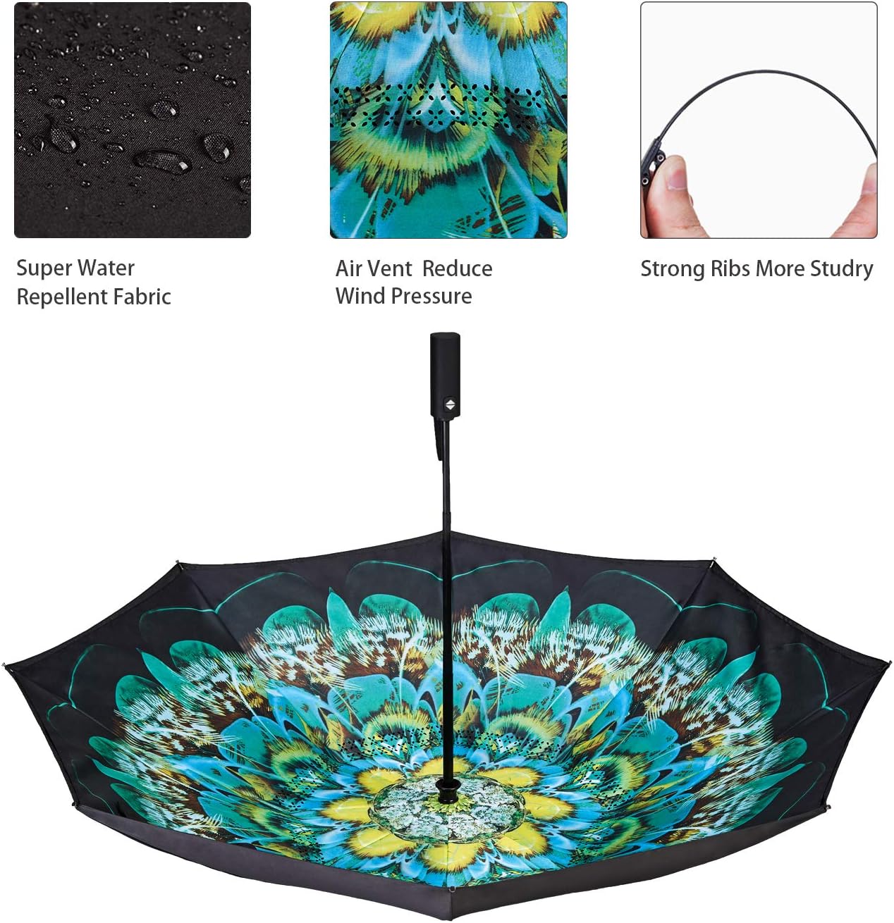Inverted Umbrella Double Layer Automatic Folding Reserve Umbrella Windproof UV Protection for Rain Car Travel Outdoor Men Women