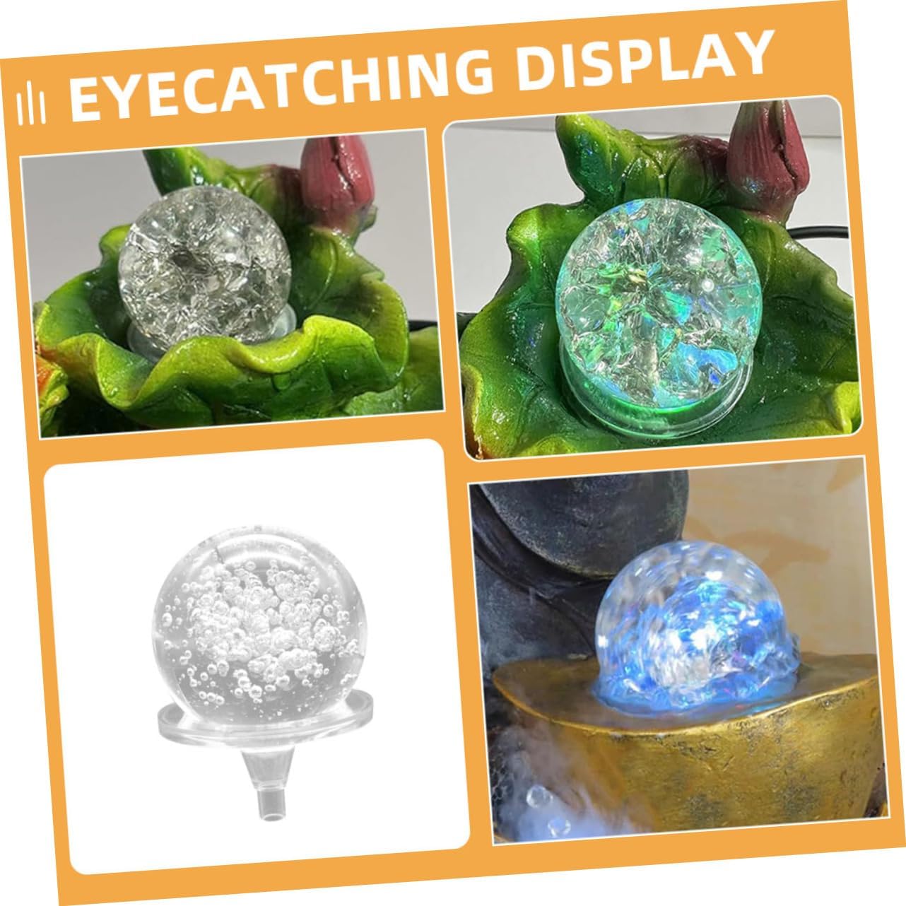 Zerodeko 2pcs Bubble Crystal Ball for Tabletop Water Fountain Decoration Stunning Visuals with Stand Versatile Crystal Sphere Decor for Home and Office Use