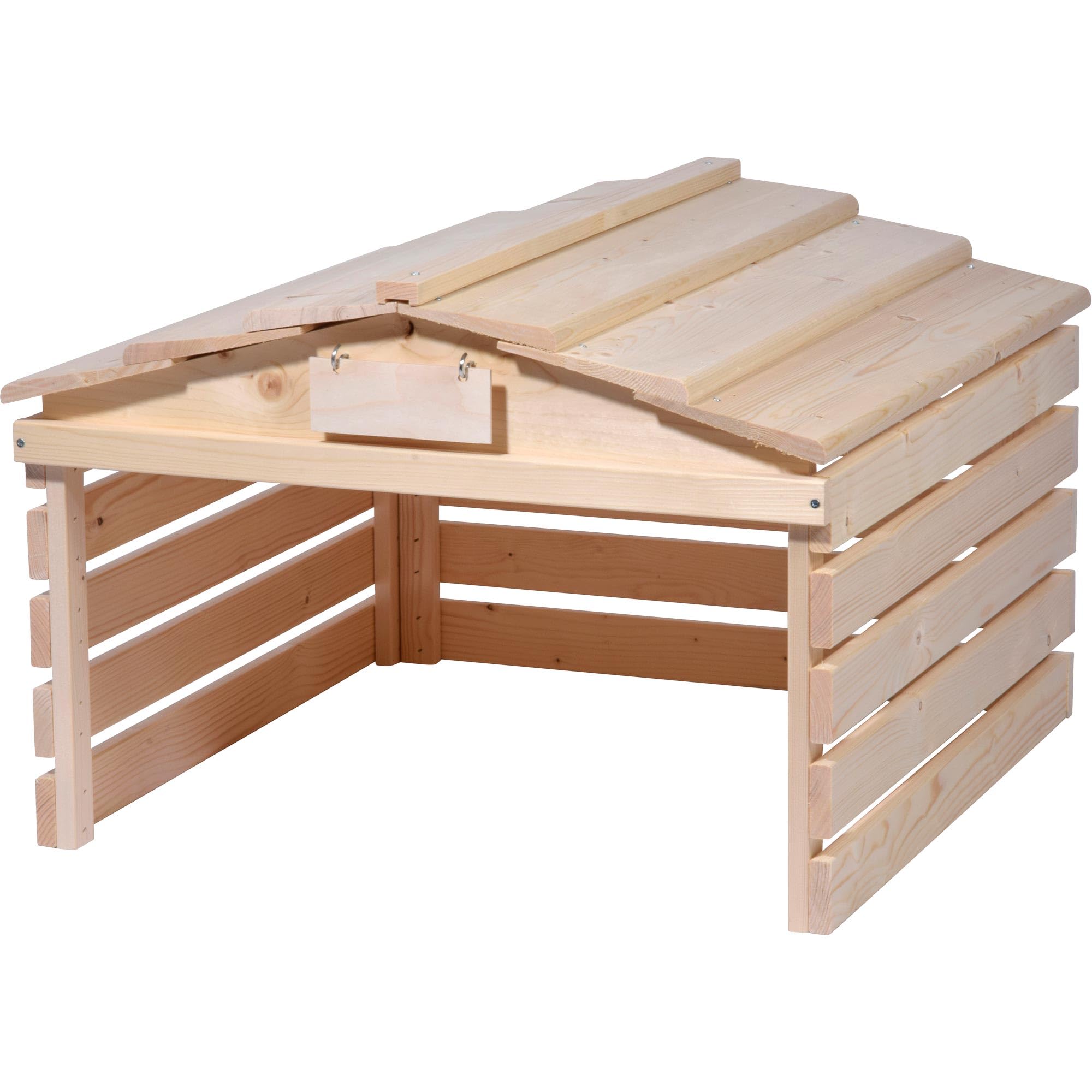 dobar® Garaje para Robot cortacésped de Madera con Techo extraíble, con Escudo Personalizable, 78,5 x 74 x 52,5 cm, Color Natural