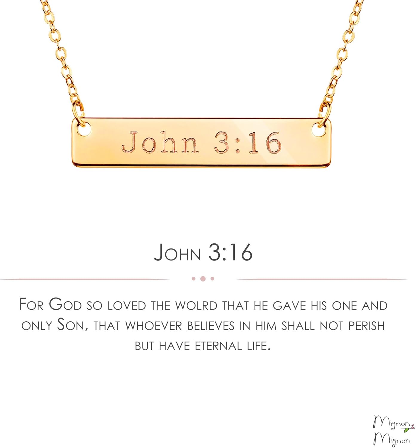 MignonandMignon Gold Christian Bar Necklace Bible Verse Necklace Faith Necklace Sister Necklace Baptism Gift Birthday