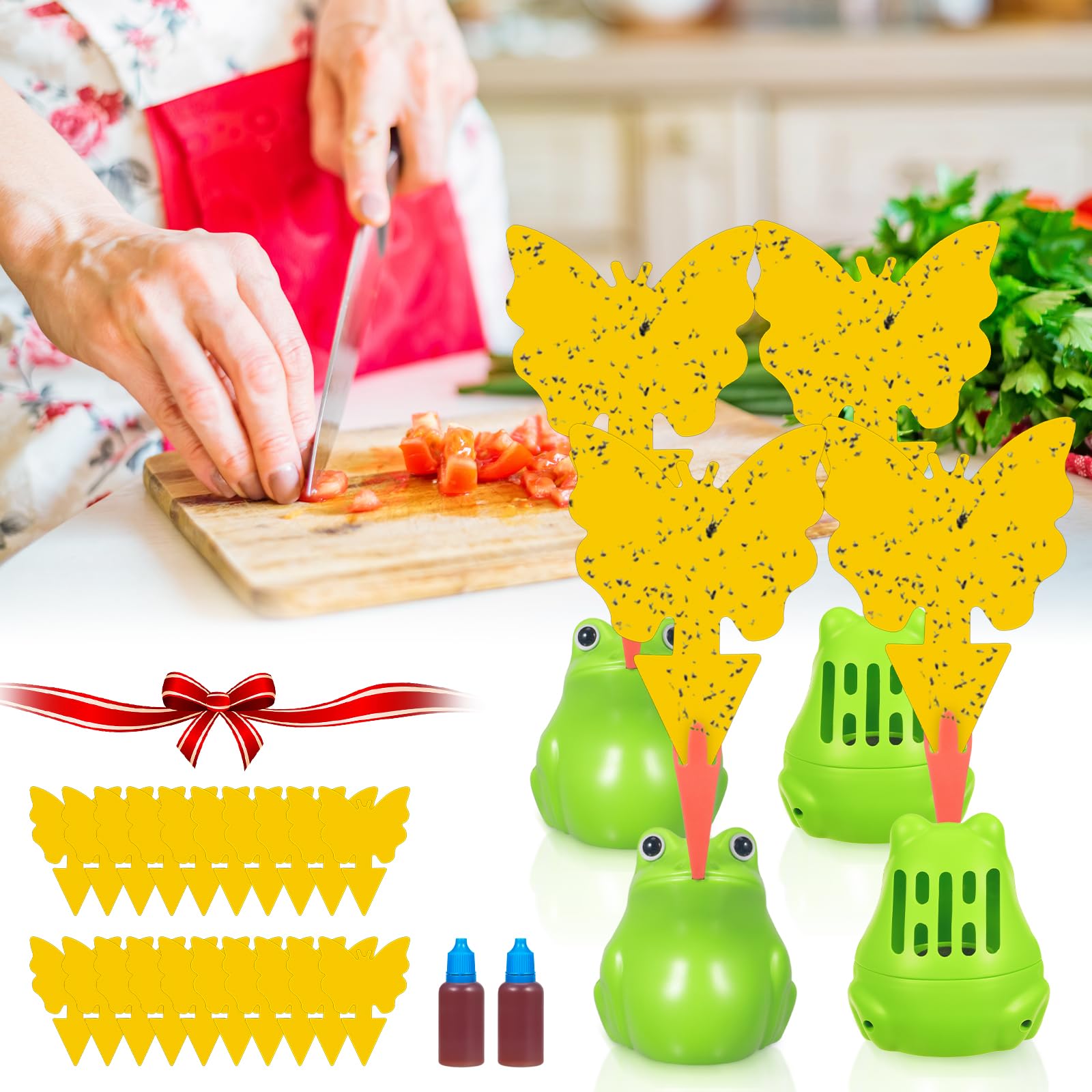 4 Pack Fruit Fly Traps for Indoors Reusable Fungus Gnat Trap for Home Kitchen Plant Drain Fly Killer Catcher for Indoor Pest Control for Bugs Gnats